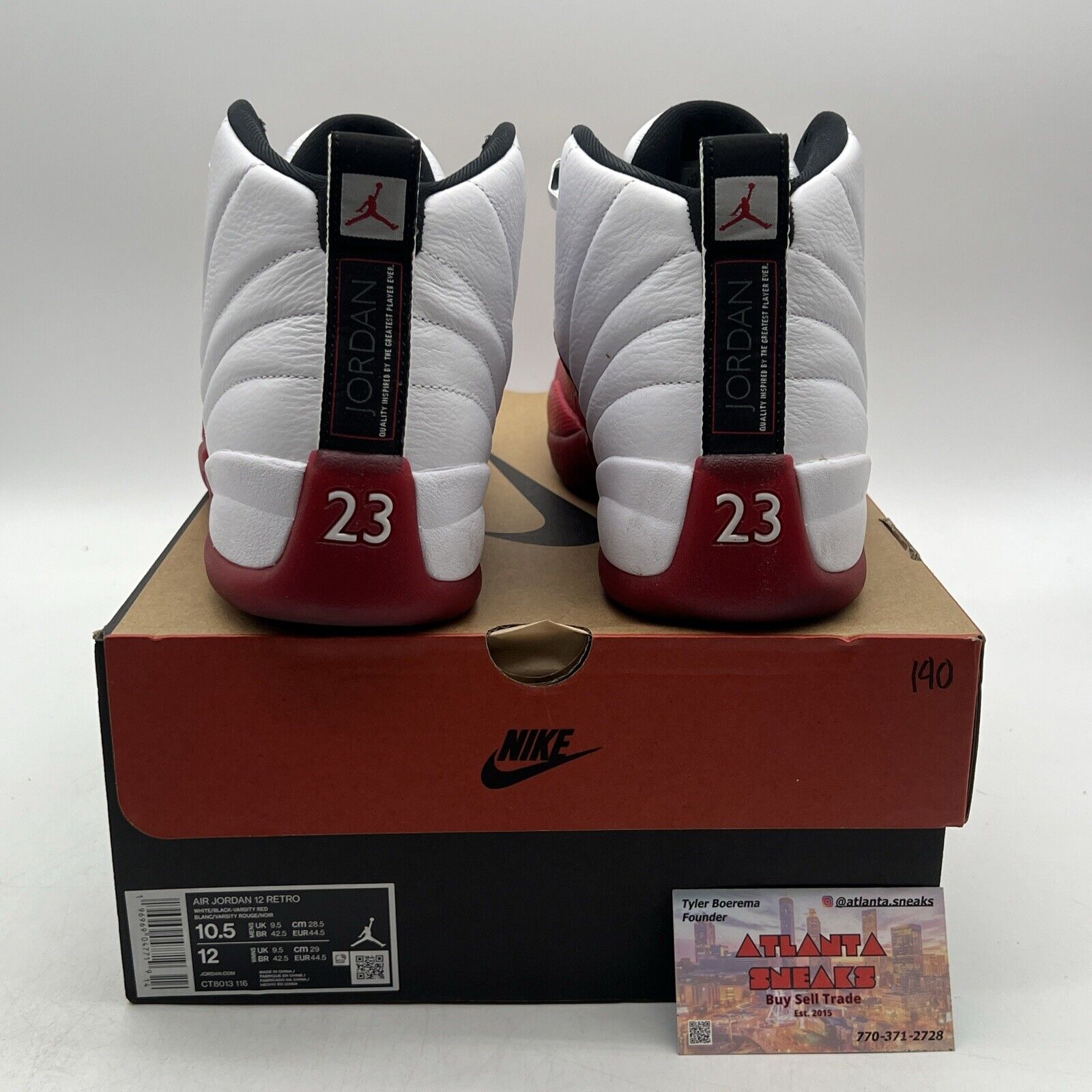 Size 10.5 - Jordan 12 Retro 2023 Mid Cherry White Red Black Leather (CT8013-116)