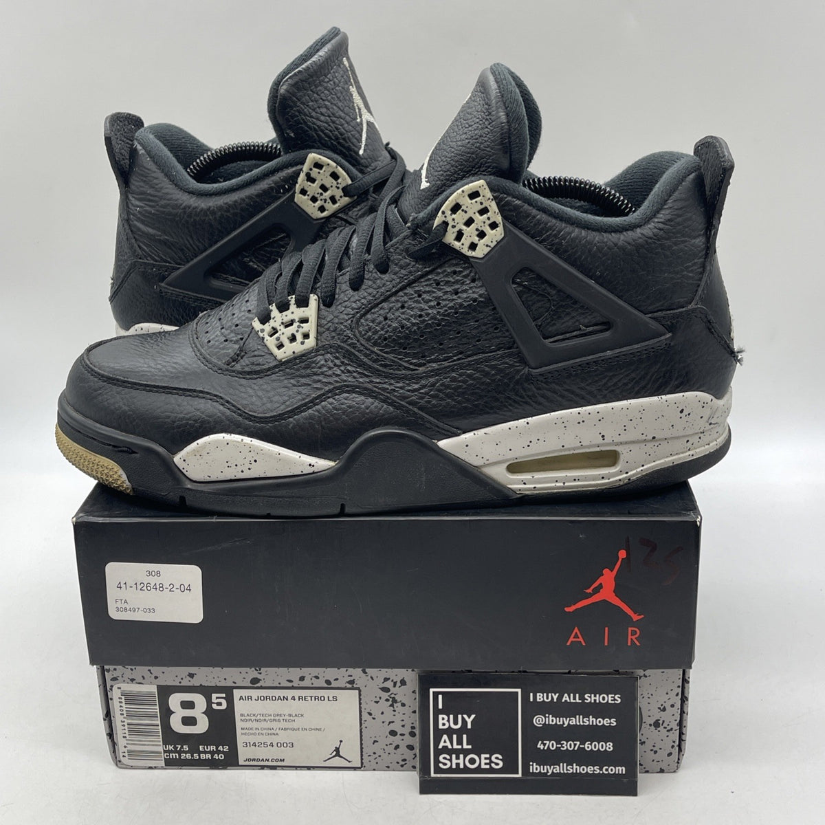 Size 8.5 - Air Jordan 4 Retro LS oreo 2015 (314254-003)