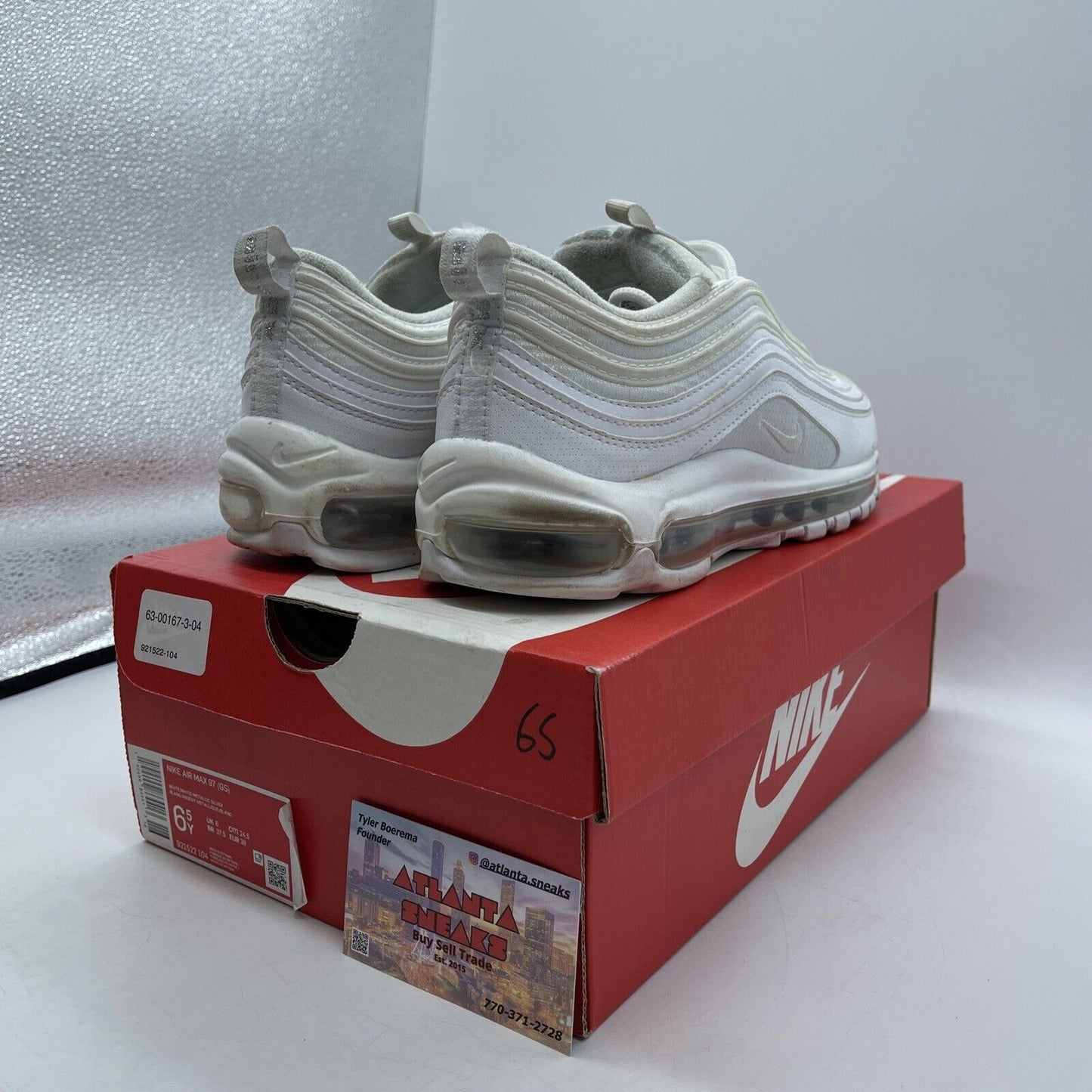 Size 6.5 (GS) - Nike Air Max 97 Low White Metallic Silver (921522-104)