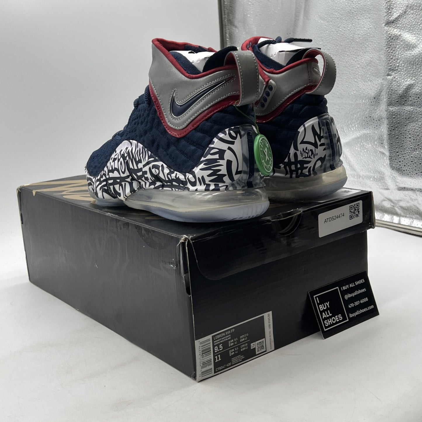 Size 9.5 - Nike LeBron 17 LeBron 4 Cold Blue Graffiti (CT6047-400)