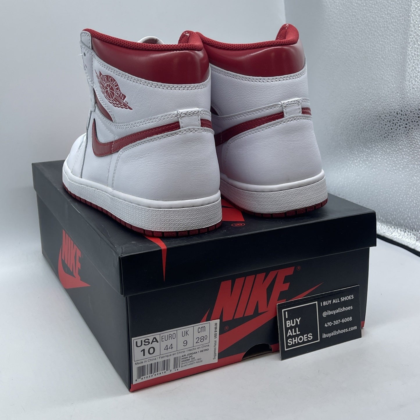 Size 10 - Air Jordan 1 Retro OG High Metallic Red White Leather (555088-103)