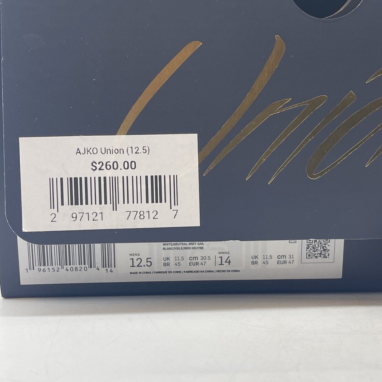 Size 12.5 - Jordan 1 KO x Union LA Low White Neutral Grey Blue (DO8912-101)