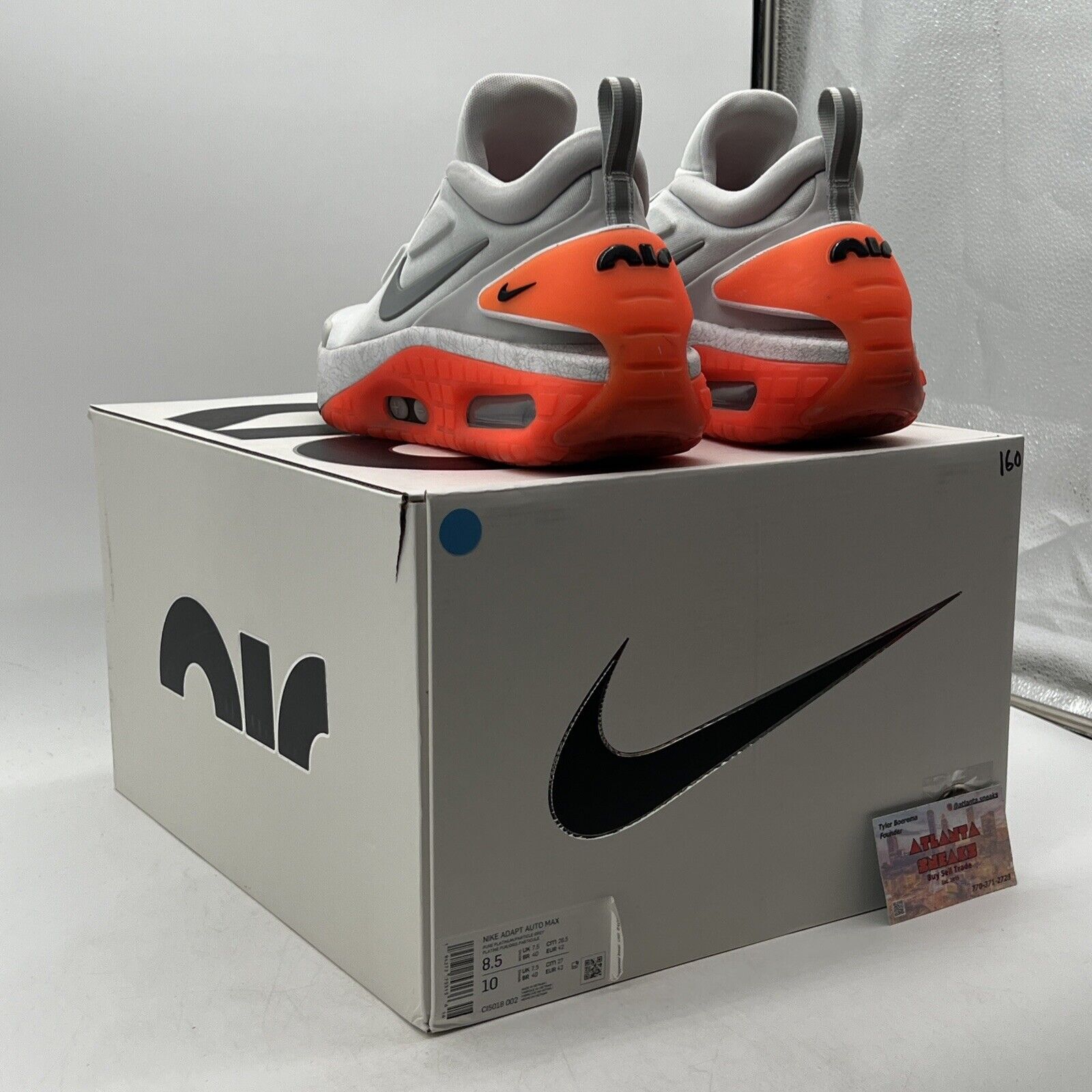 Size 8.5 - Nike Adapt Auto Max Infrared Grey White Orange (CI5018-002)