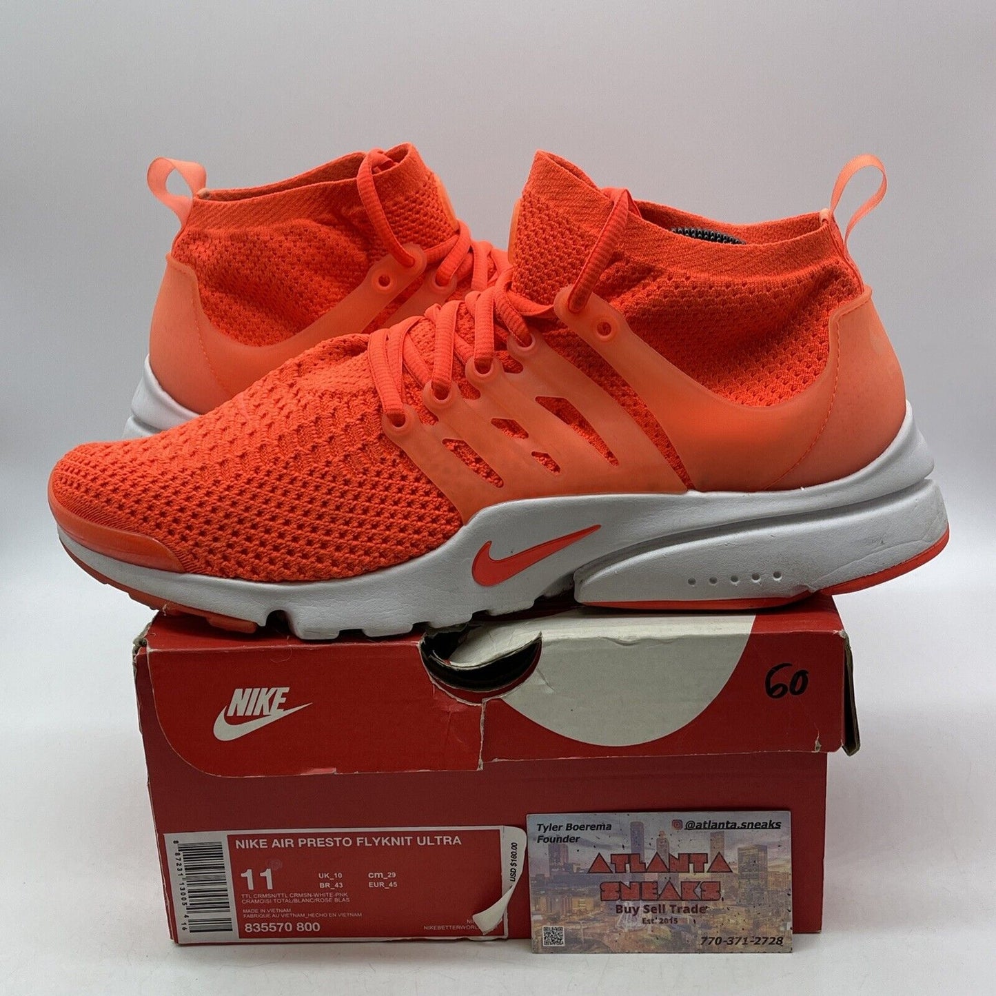 Size 11 - Nike Air Presto Flyknit Ultra Total Crimson Orange Suede (835570-800)