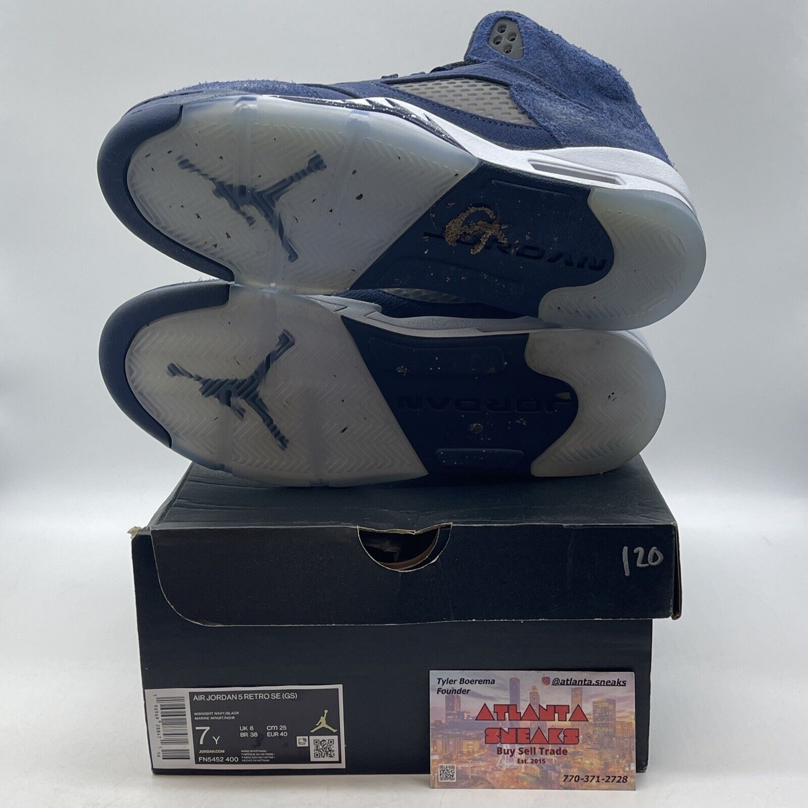 Size 7Y - Air Jordan 5 Retro SE GS Midnight Navy White Black (FN5452-400)