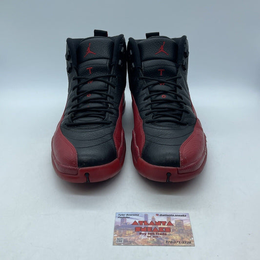 Size 10.5 - Jordan 12 Retro Mid Flu Game Black Red Leather (130690-002)