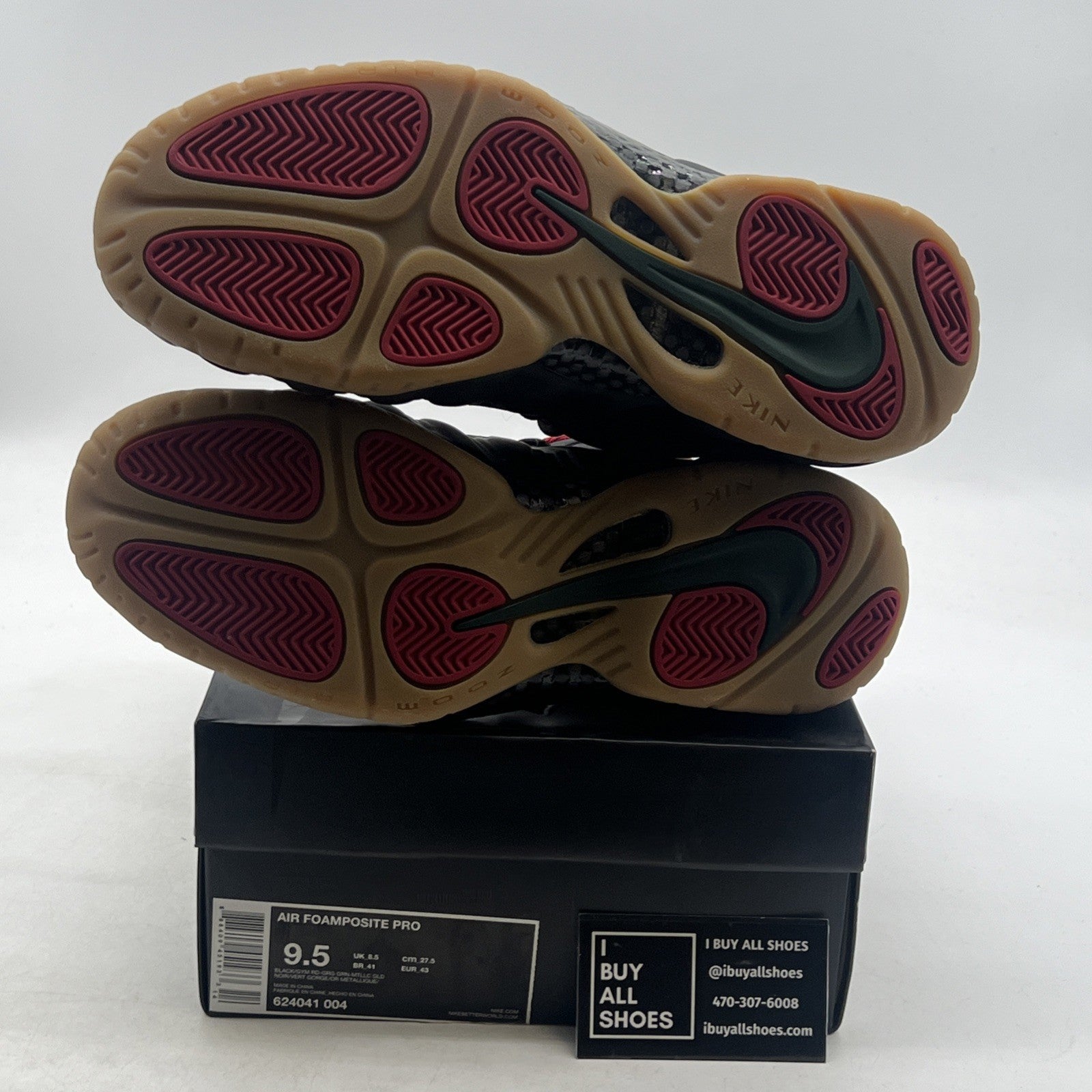Size 9.5 - Nike Foamposite Pro Gucci - Black (624041-004)