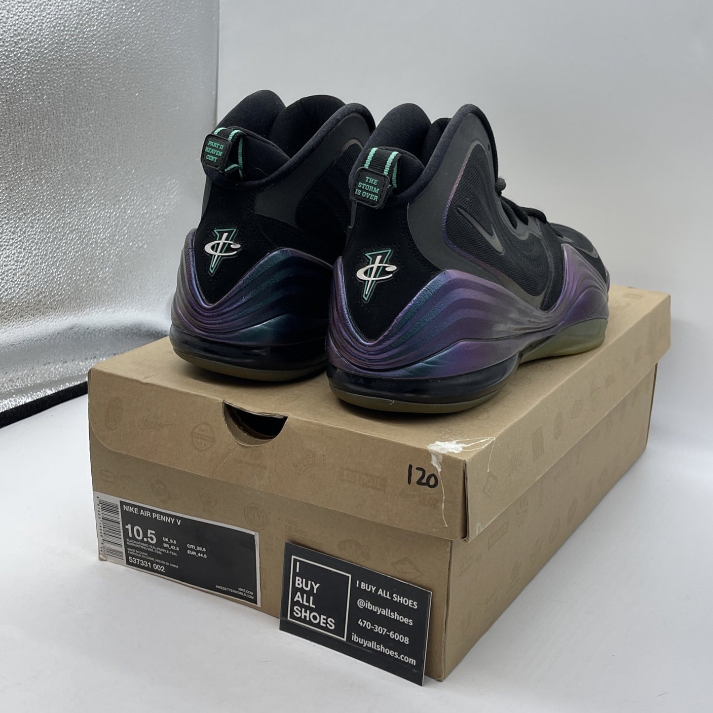 Size 10.5 - Nike Air Penny 5 Invisibility Cloak Black Suede (537331-002)