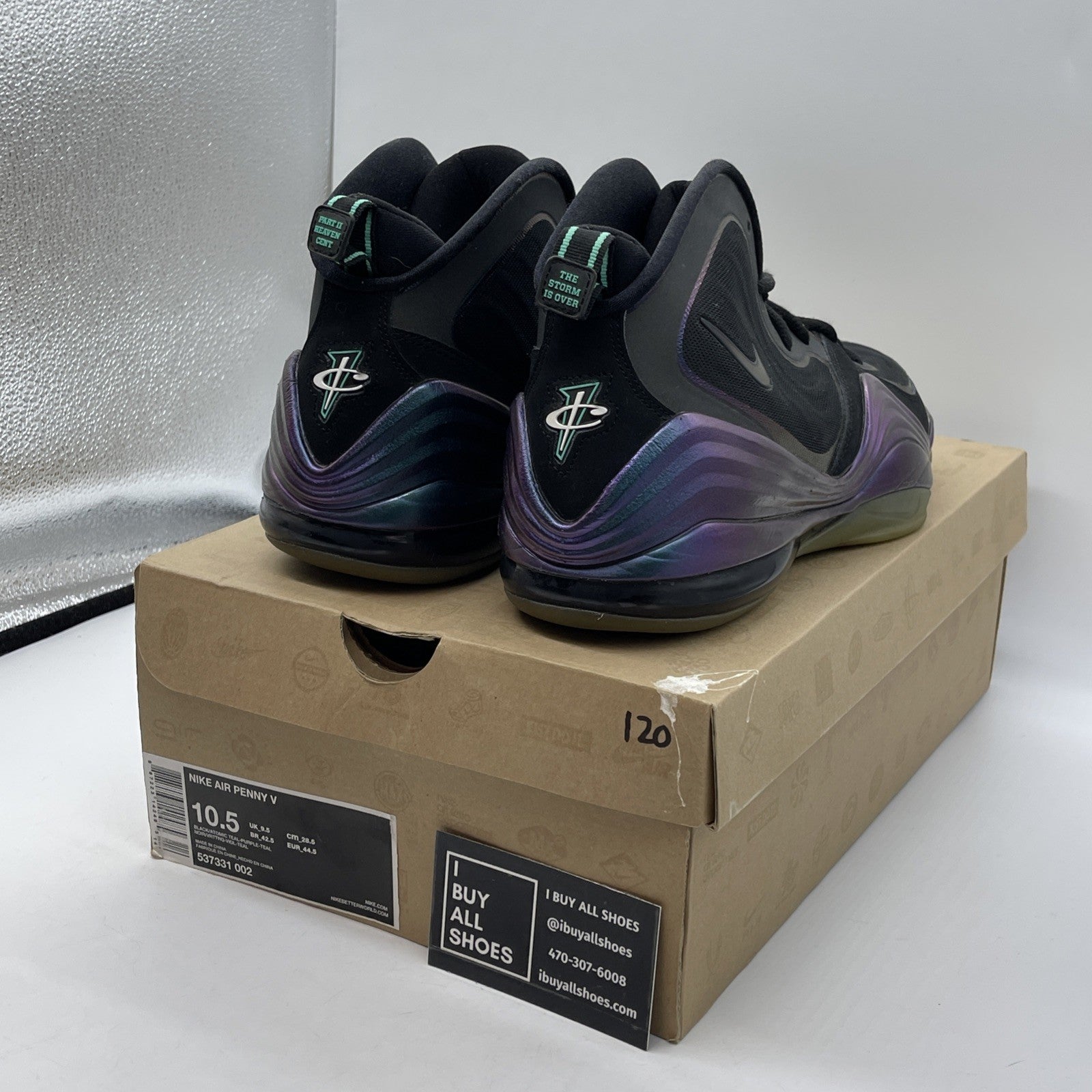 Size 10.5 - Nike Air Penny 5 Invisibility Cloak Black Suede (537331-002)