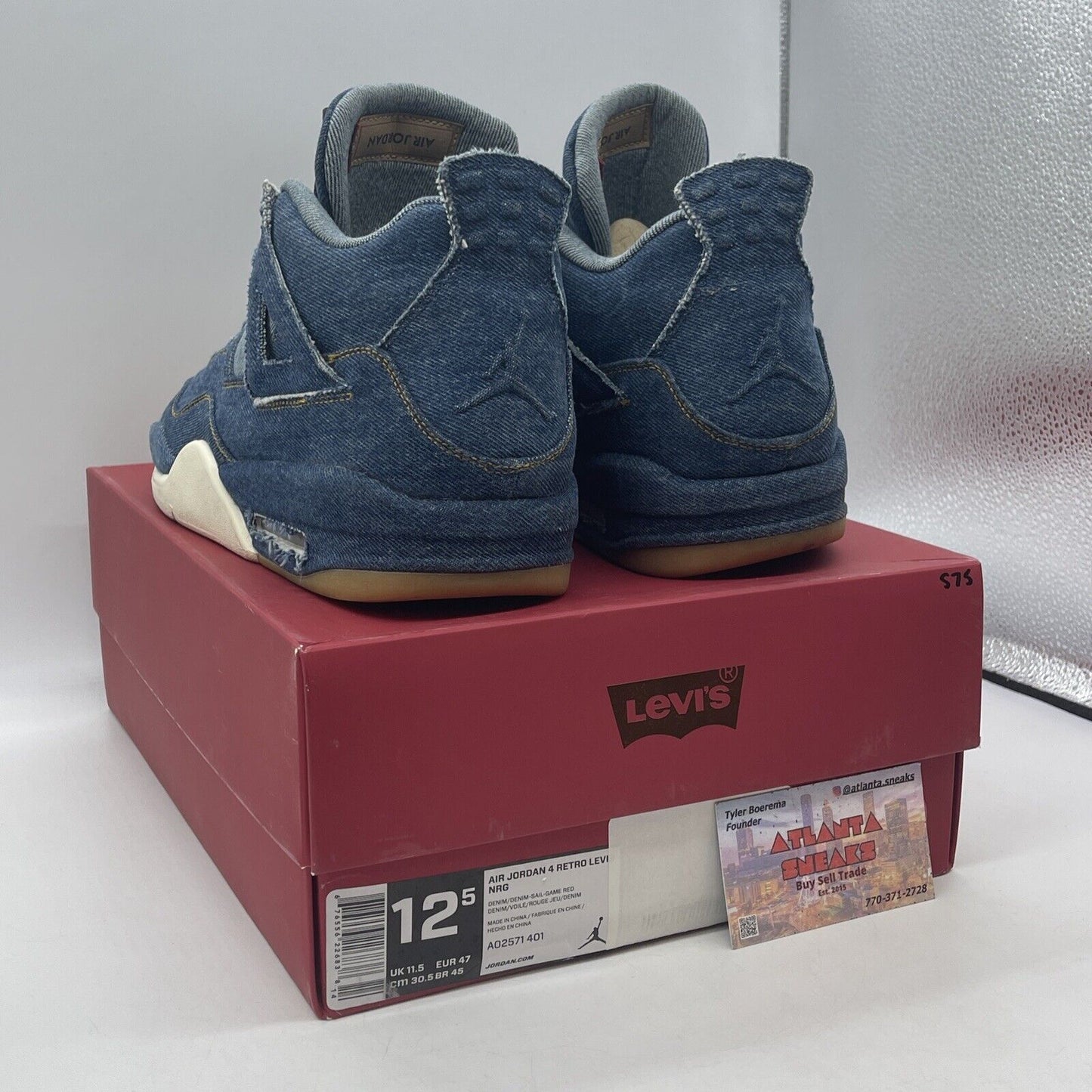 Size 12.5 - Levi's x Air Jordan 4 Retro Denim Blue Yellow Brown (AO2571-401)
