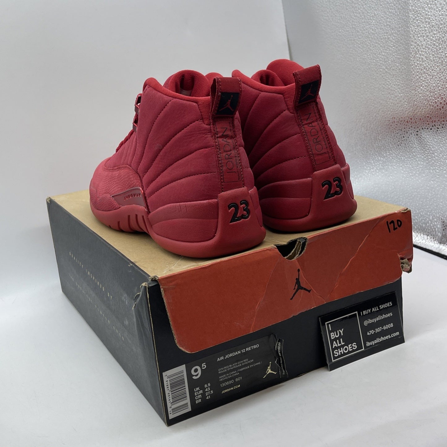 Size 9.5 - Air Jordan 12 Retro Gym Red Black Suede Leather (130690-601)