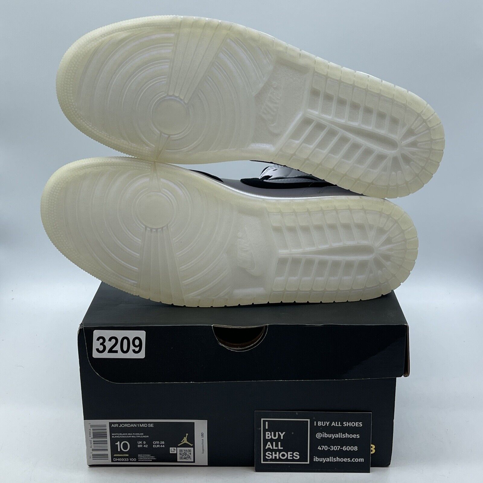 Size 10 - Jordan 1 Mid SE Diamond White Black Suede Leather (DH6933-100)