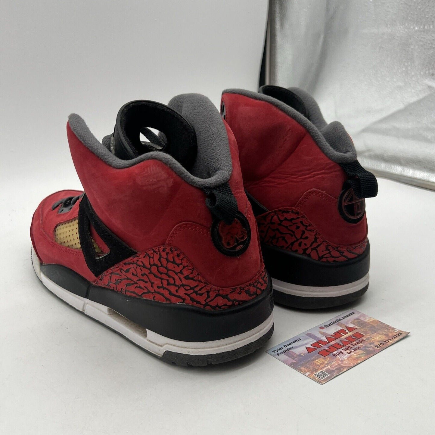 Size 13 - Jordan Spizike Toro Bravo Grey Black Red Suede Leather (315371-601)