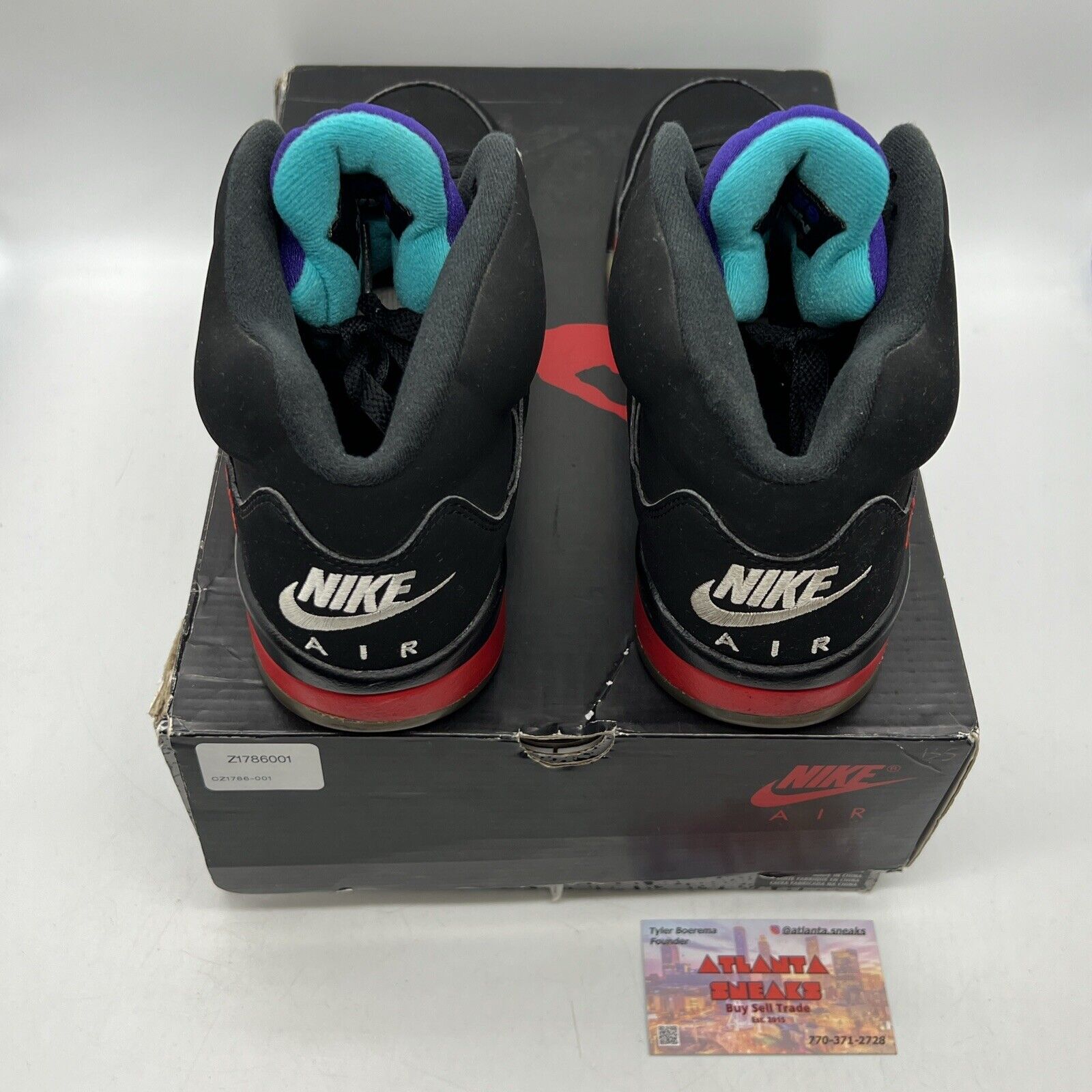 Size 8.5 - Jordan 5 Retro Top 3 Black 2020 Red Purple Aqua Suede (CZ1786-001)