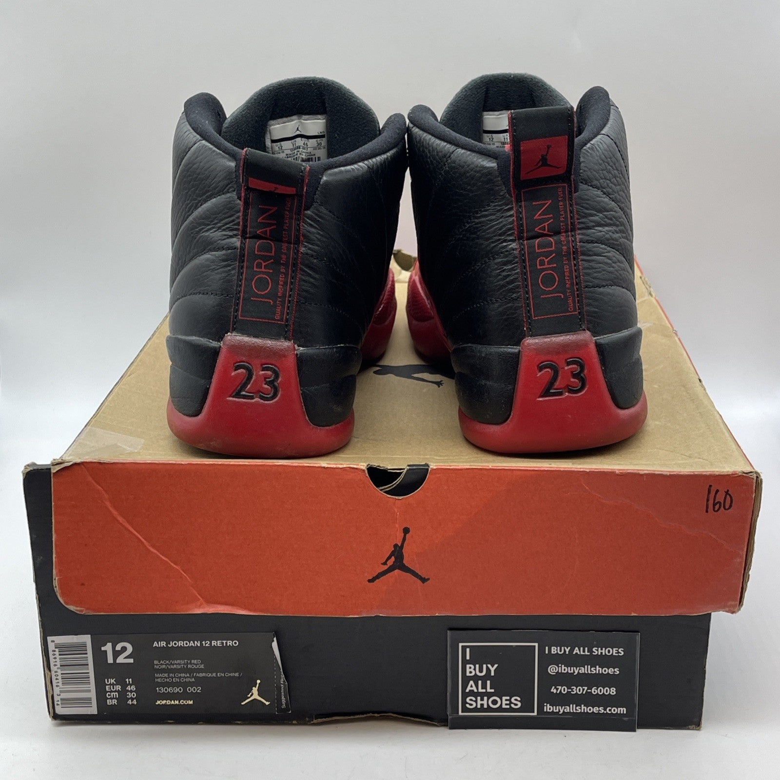 Size 12 - Air Jordan 12 Retro 2025 Flu Game Black Red Leather (130690-002)