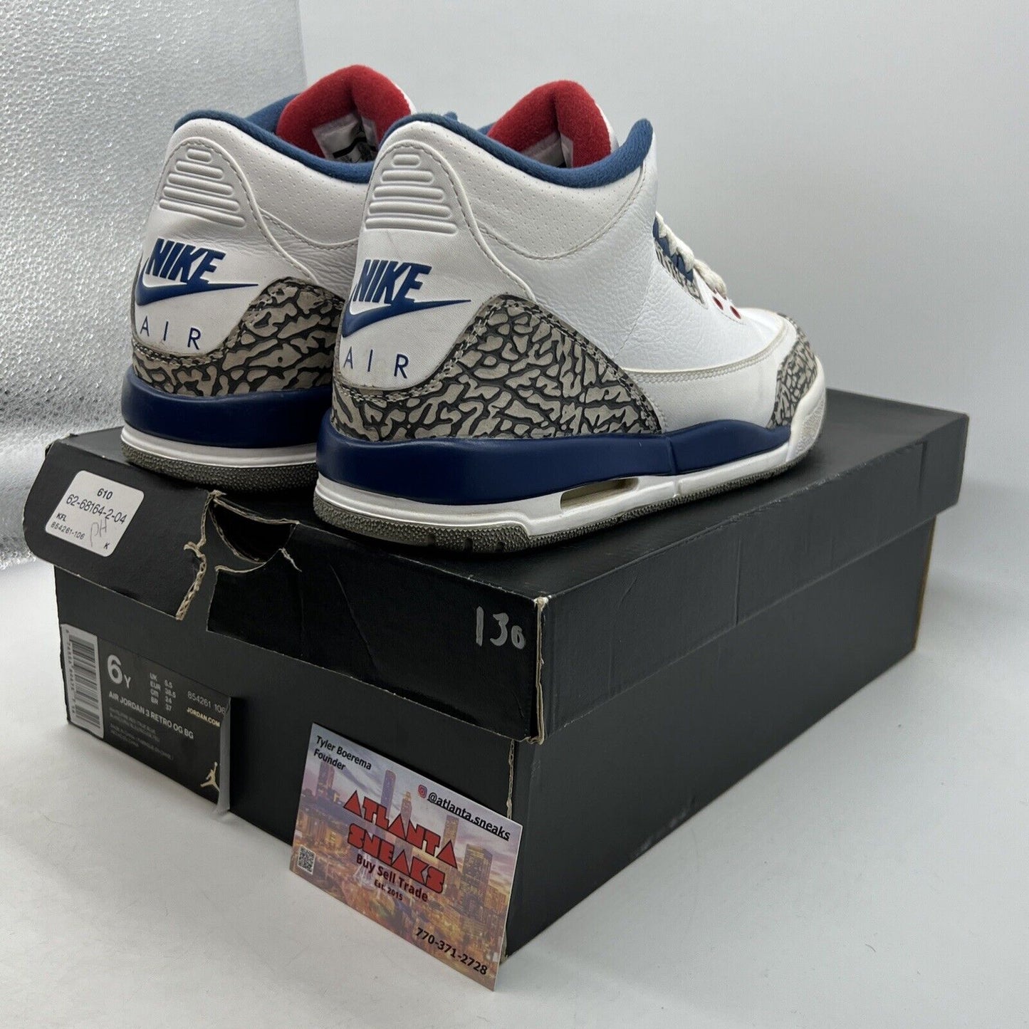 Size 6 (GS) - Jordan 3 Retro OG 2016 Mid True Blue Leather (854261-106)