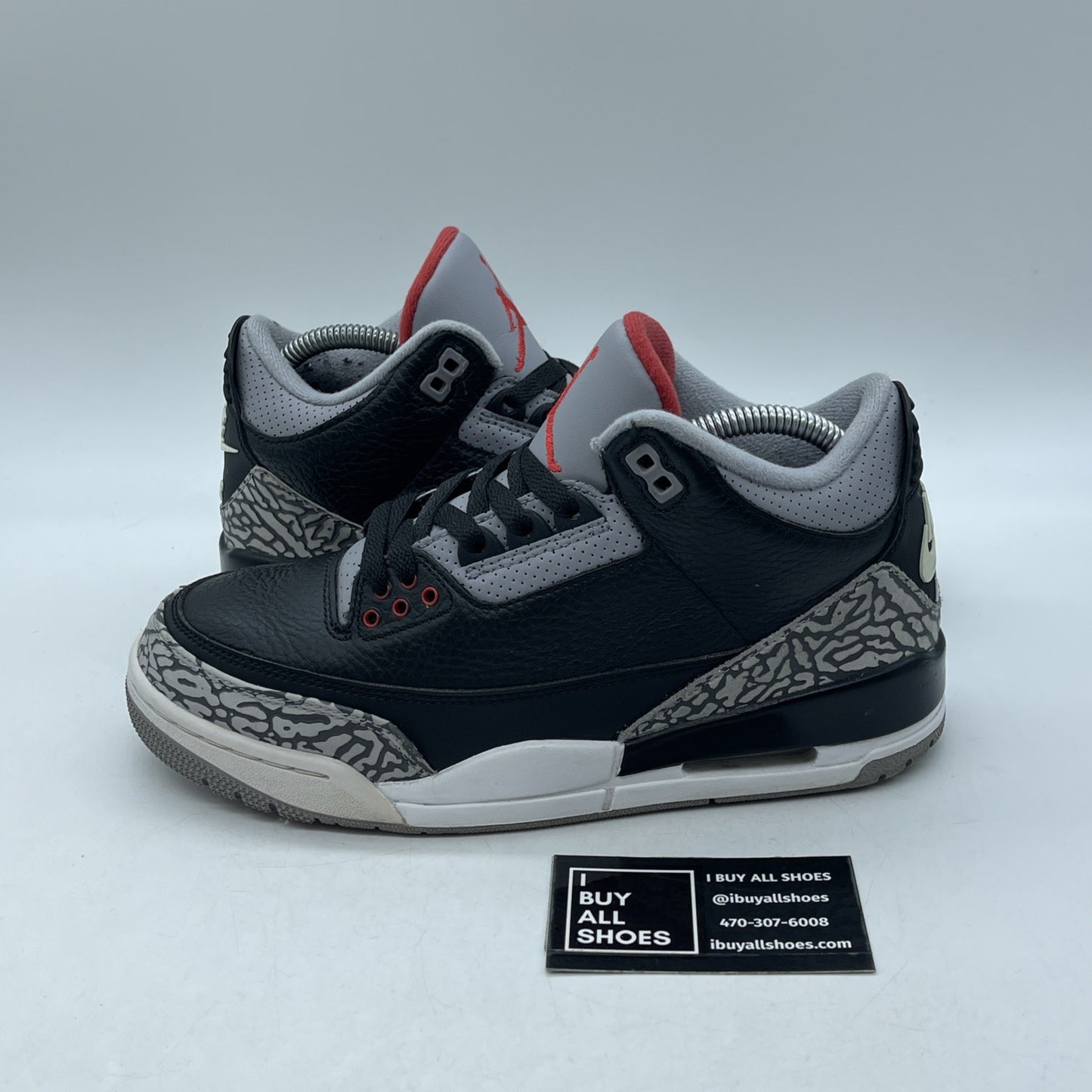 Size 7 - Jordan 3 Retro OG Mid Black Cement Grey Suede Leather (854262-001)