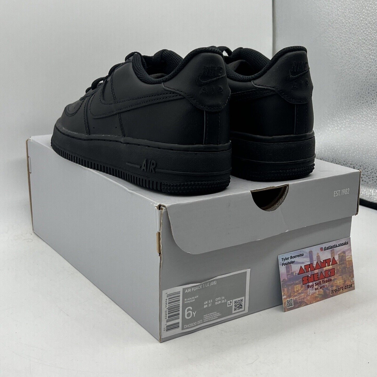 Size 6Y - Nike Air Force 1 '07 Low Triple Black Leather (DH2920-001)