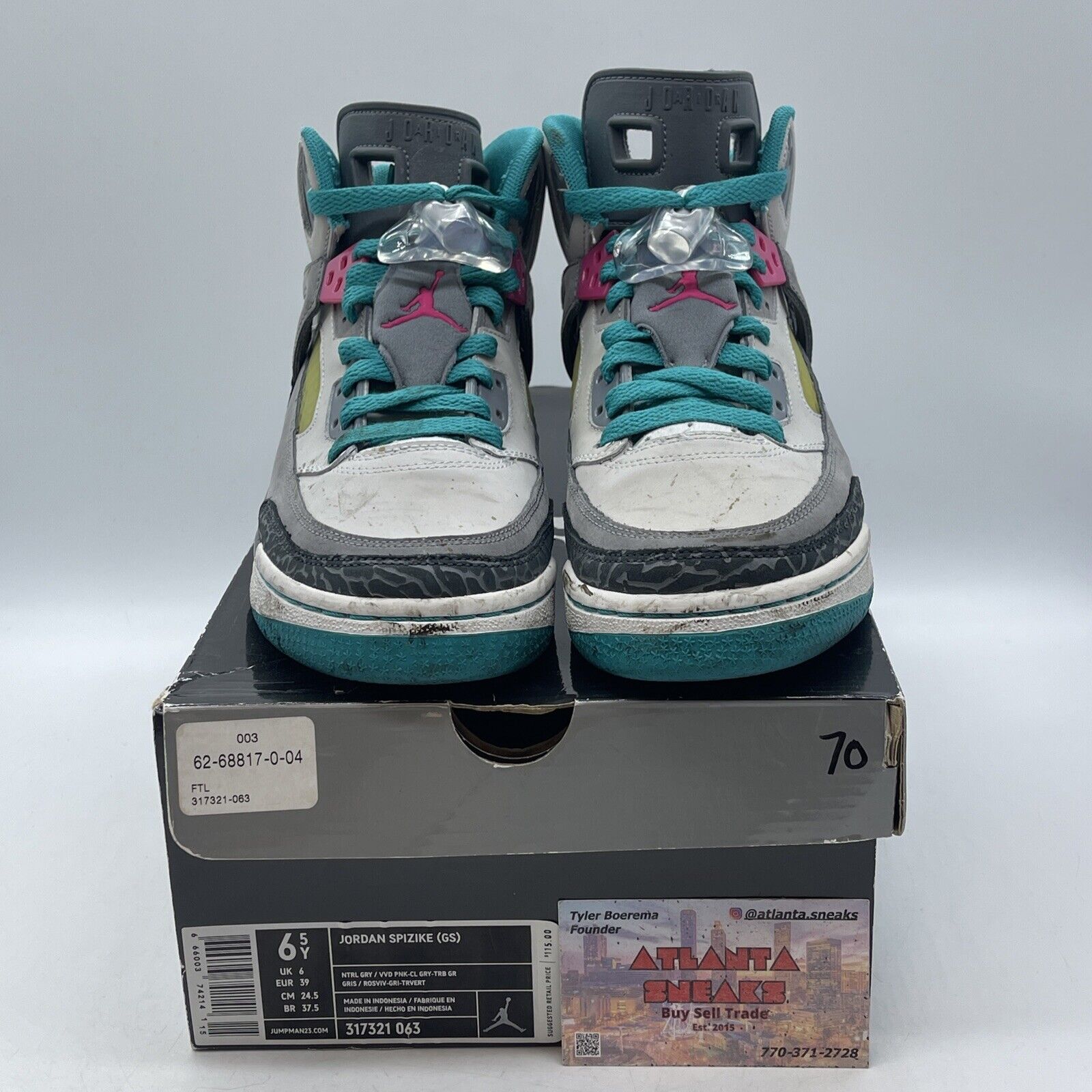 Size 6.5Y - Air Jordan Spiz’ike Miami Vice Grey Suede Leather (317321-063)