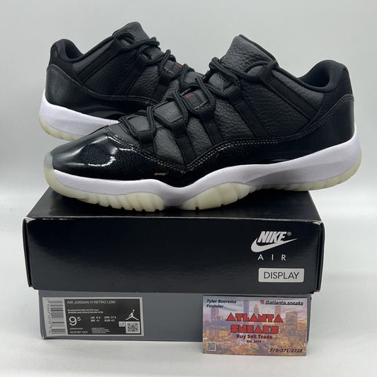 Size 9.5 - Jordan 11 Retro Low 72-10 Brand New Og All Black White