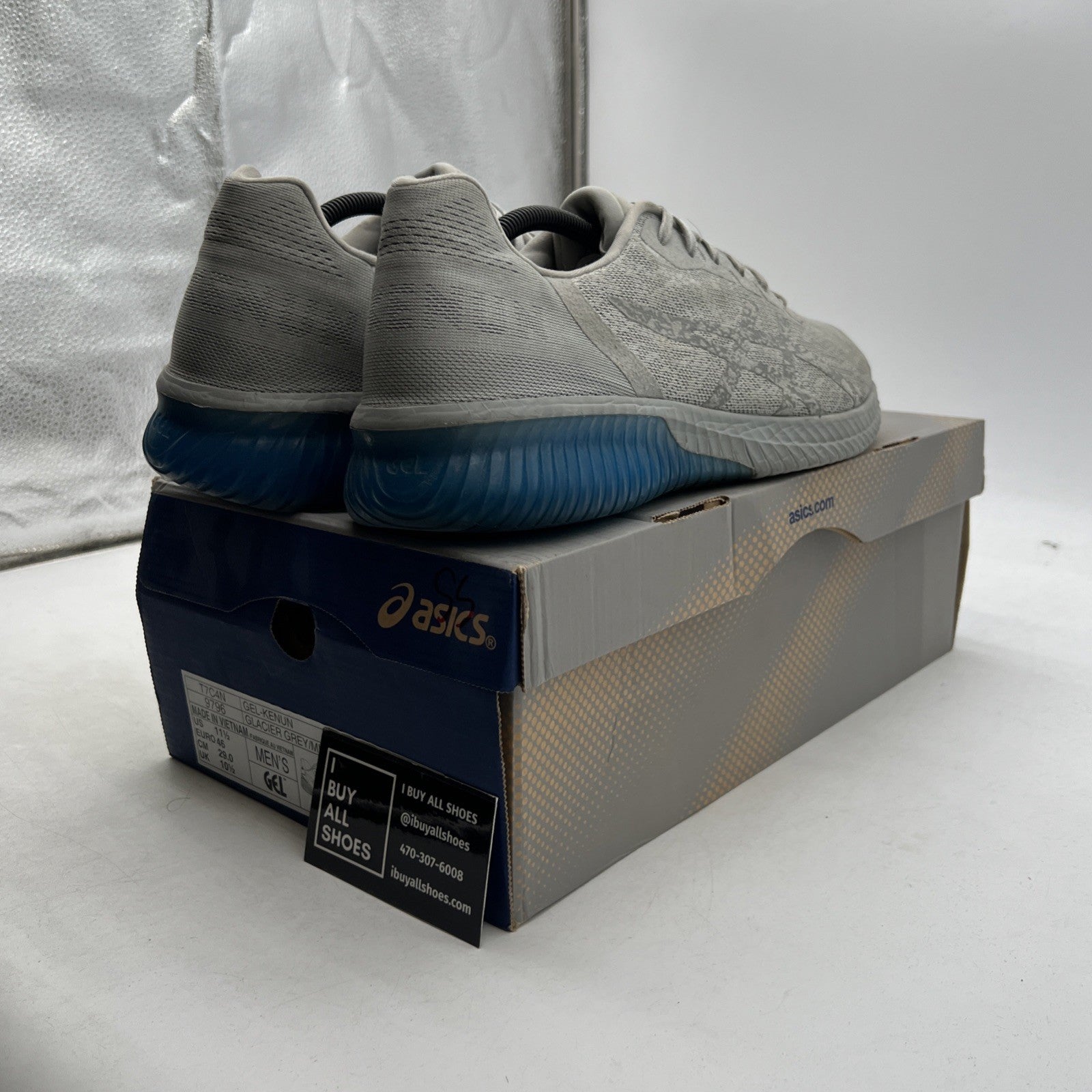Size 11.5 - Asics Gel-Kenun Gray Mesh Athletic Running Sneakers (T7C4N-9796)