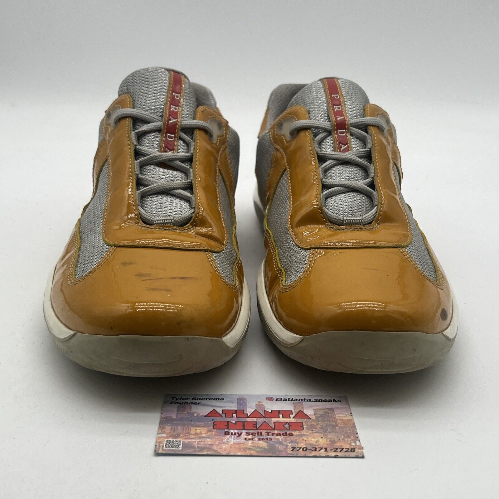 Size 13 - Prada Shoes America's Cup Mustard Patent Leather Sneakers