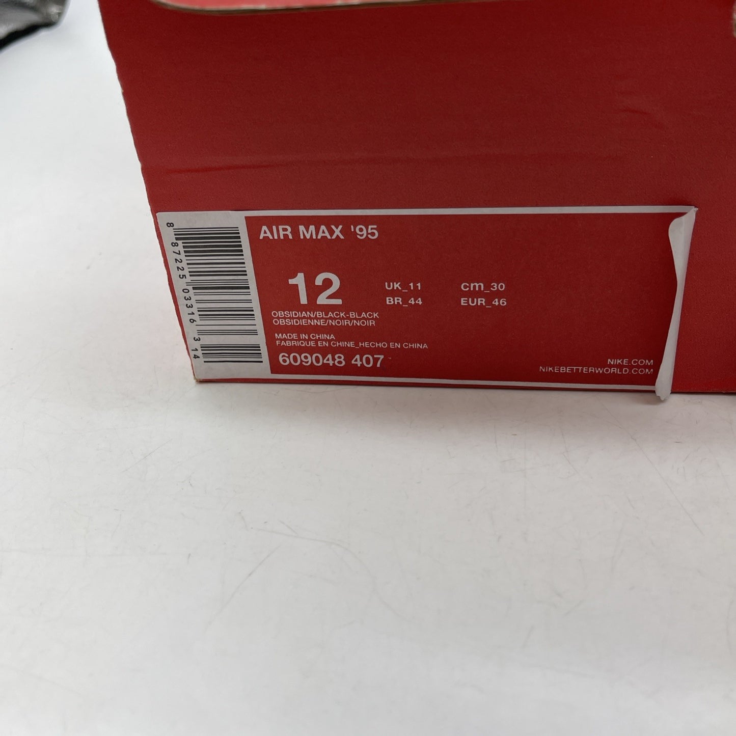 Size 12 - Nike Air Max 95 Obsidian Black Suede Leather (609048-407)