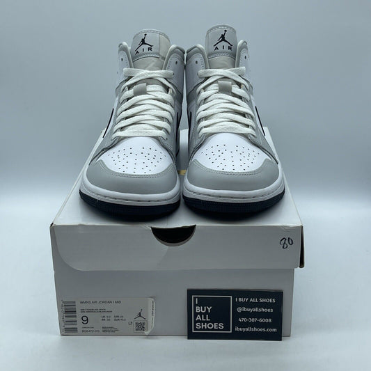 Size 9W - Air Jordan 1 Mid Grey Fog Black White Leather (BQ6472-015)