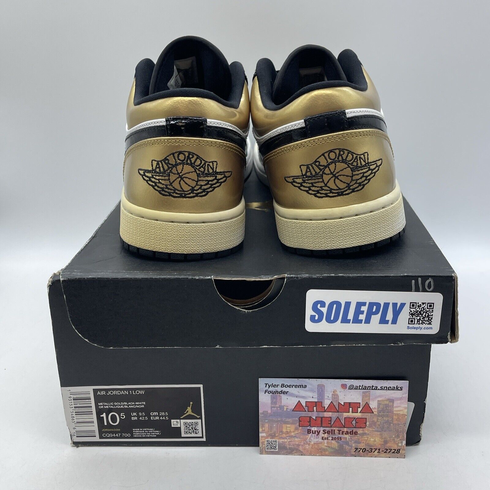 Size 10.5 - Air Jordan 1 Low Gold Toe Black White Leather (CQ9447-700)