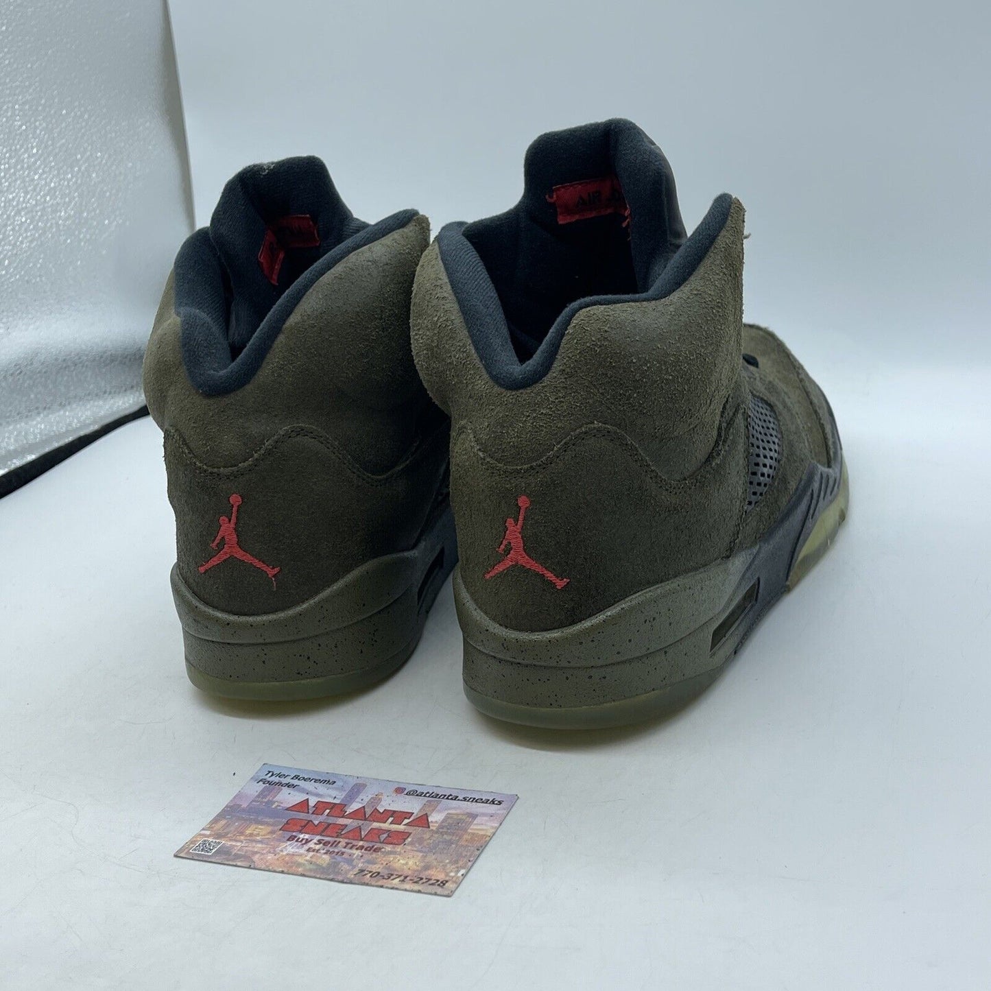 Size 11 - Air Jordan 5 Retro Fear Olive Green Red Black Suede (626971-350)