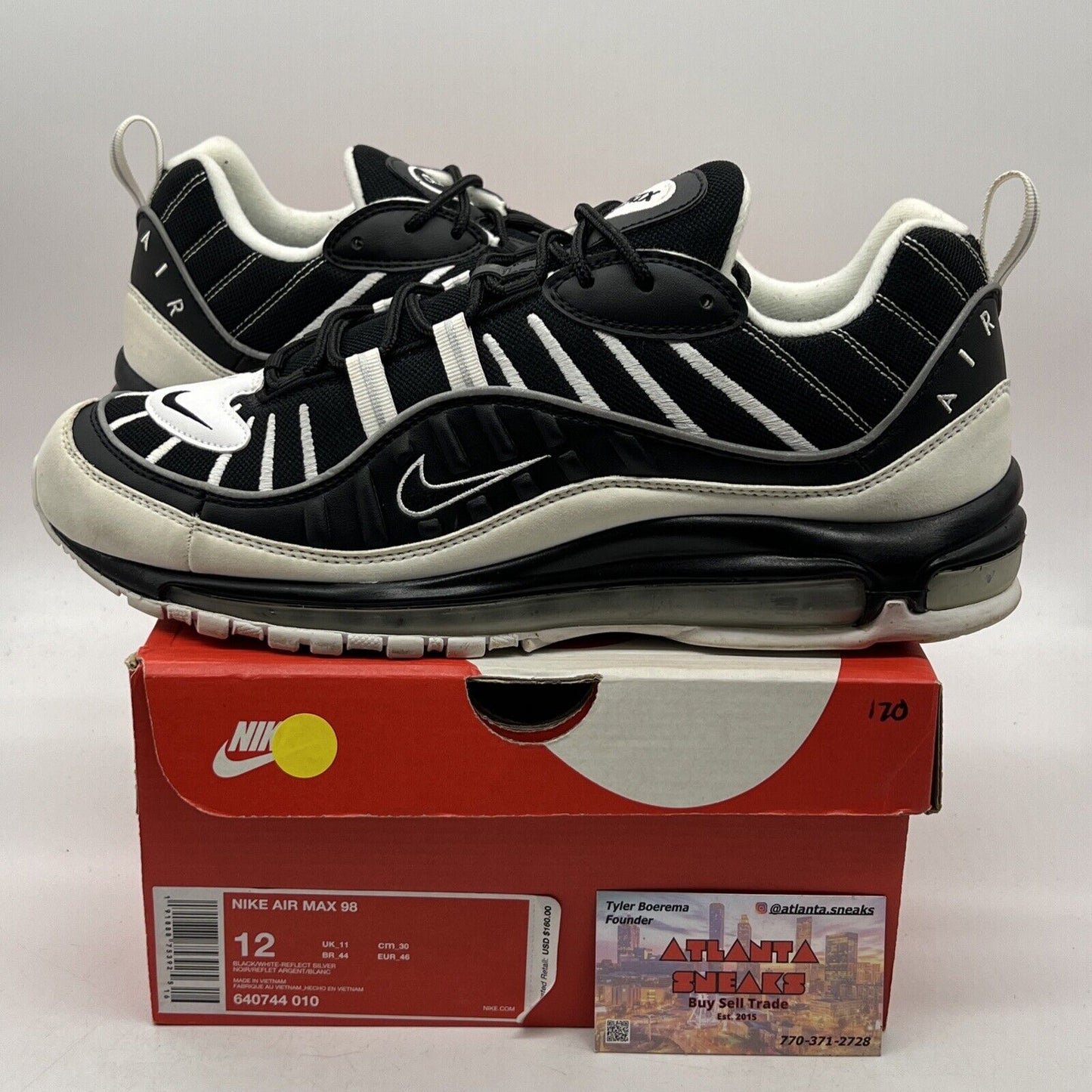Size 12 - Nike Air Max 98 White Black (640744-010)