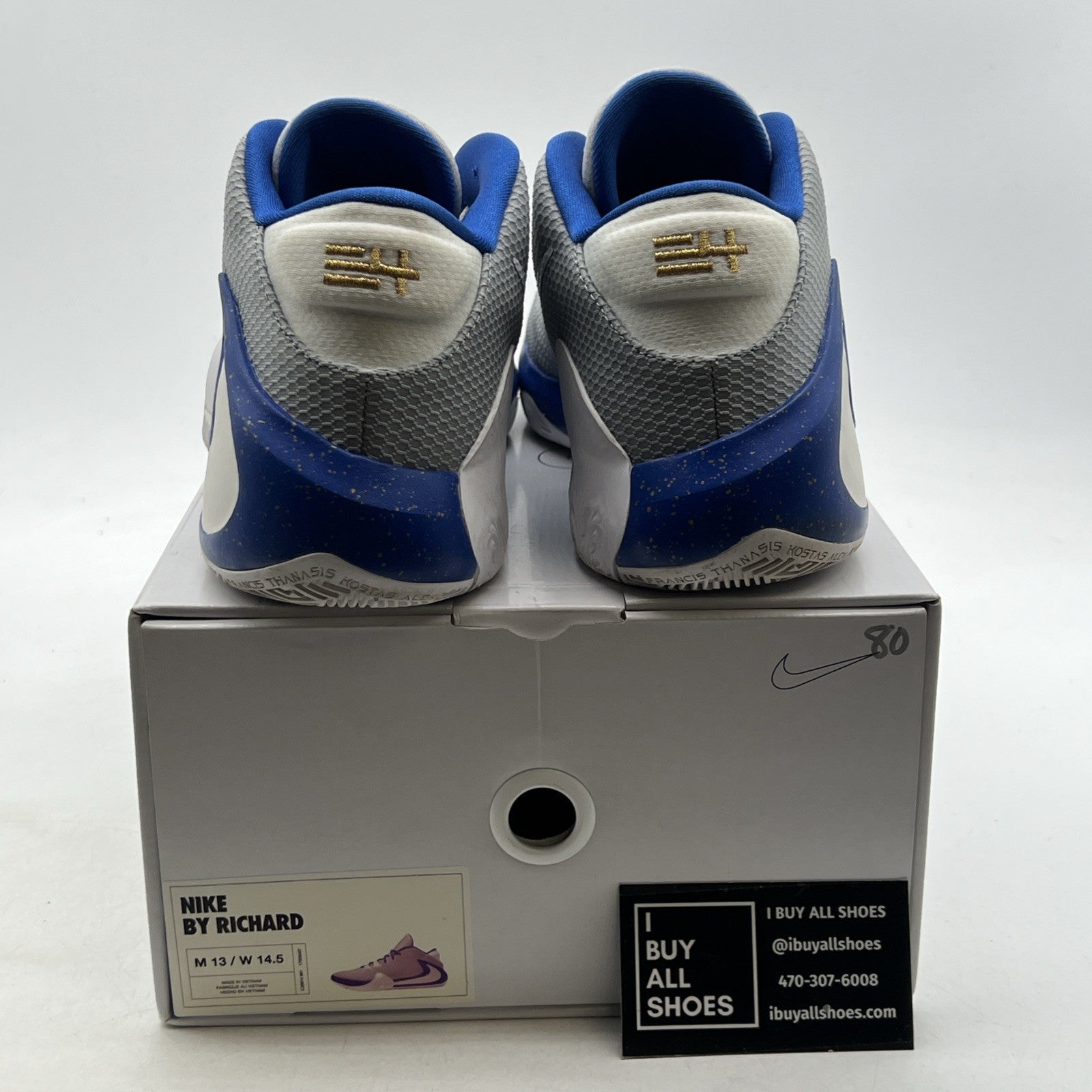 Size 13- Nike Zoom Freak 1 Giannis Antetokounmp ID Shoes White Blue (CJ5614-991)