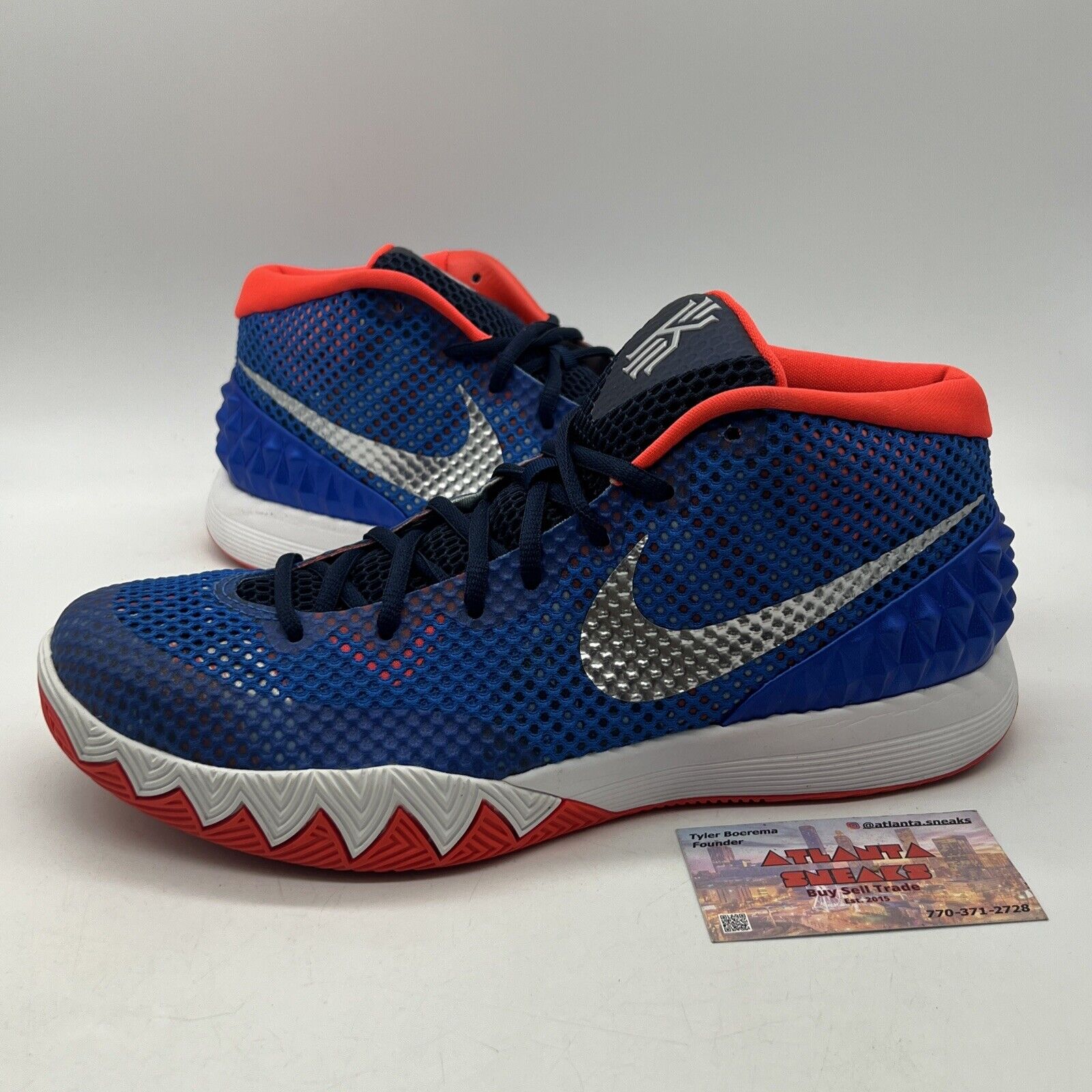 Size 10 - Nike Kyrie 1 USA - Blue White Grey Crimson Black (705277-401)