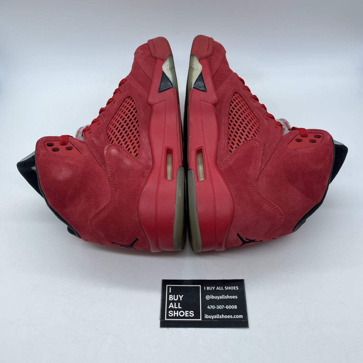 Size 9.5 - Air Jordan 5 Retro Red Suede Black (136027-602)