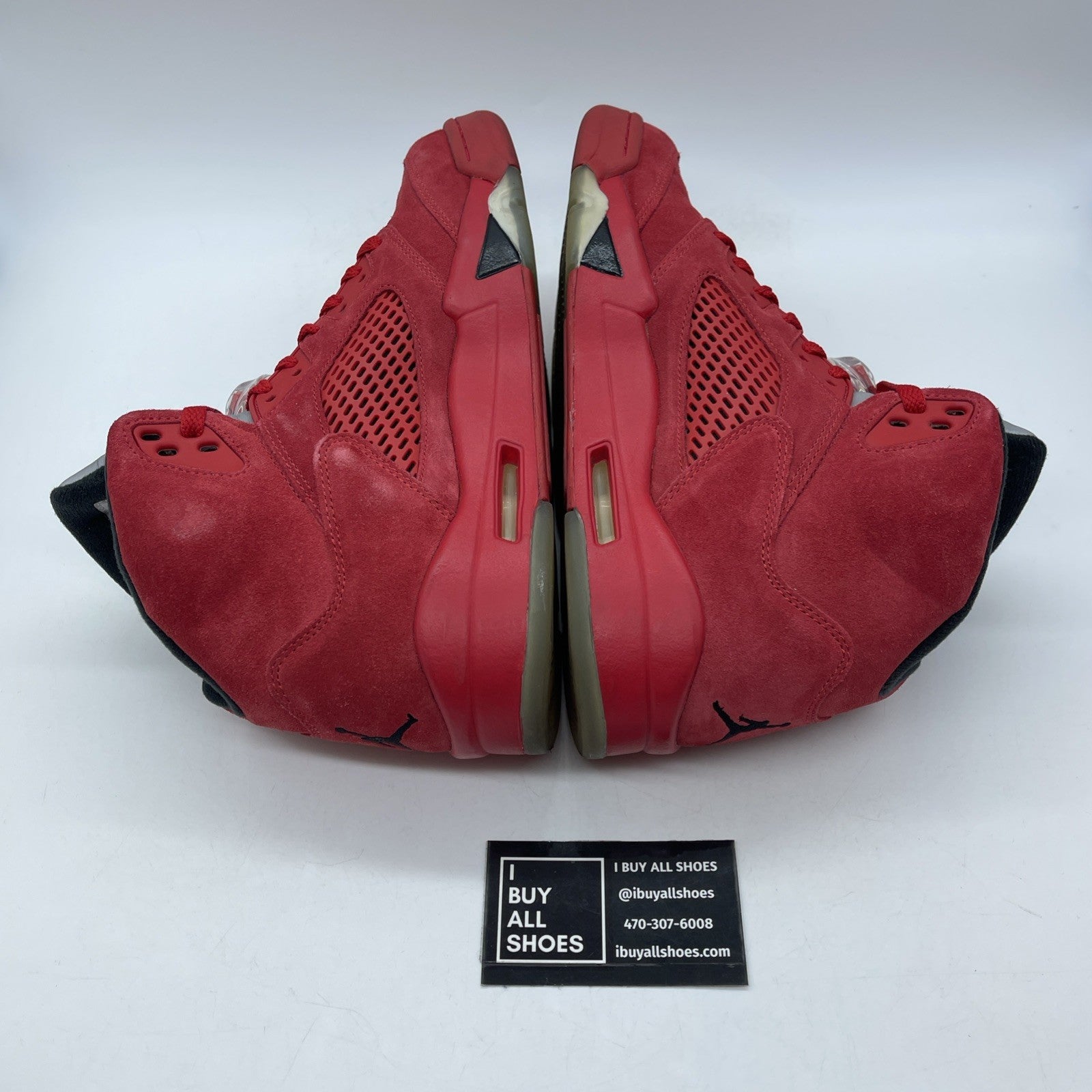 Size 9.5 - Air Jordan 5 Retro Red Suede Black (136027-602)