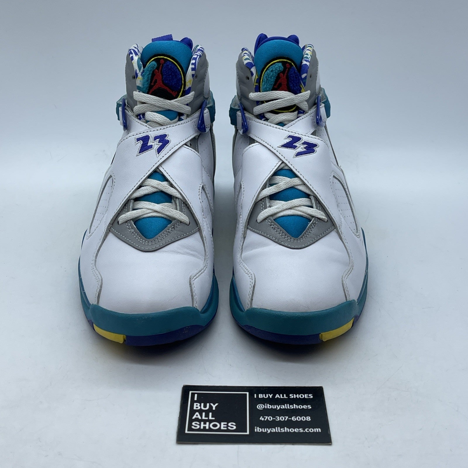 Size 9.5W - Air Jordan 8 Retro White Aqua Grey Blue Leather (CI1236-100)
