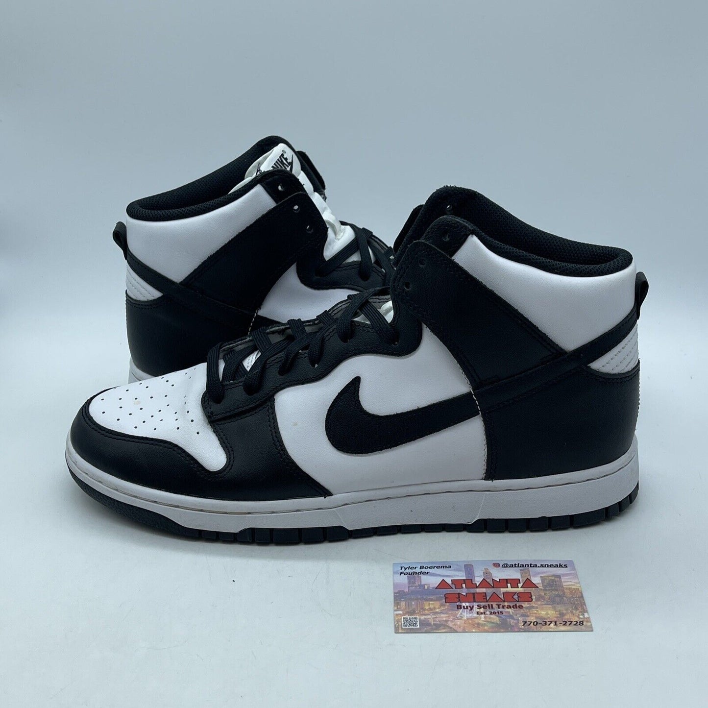 Size 12 - Nike Dunk High Black White Leather (DD1399-105)