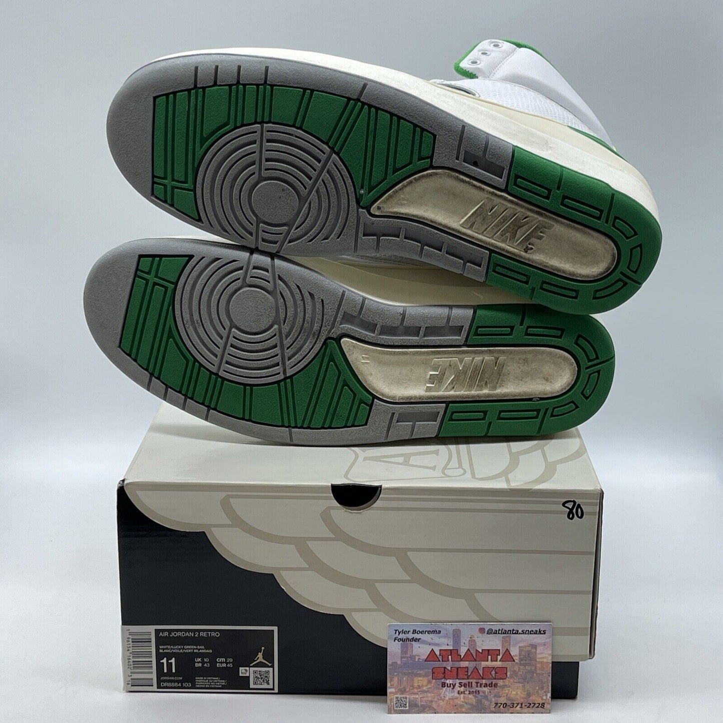 Size 11 - Jordan 2 Retro Lucky Green White Black Leather (DR8884-103)