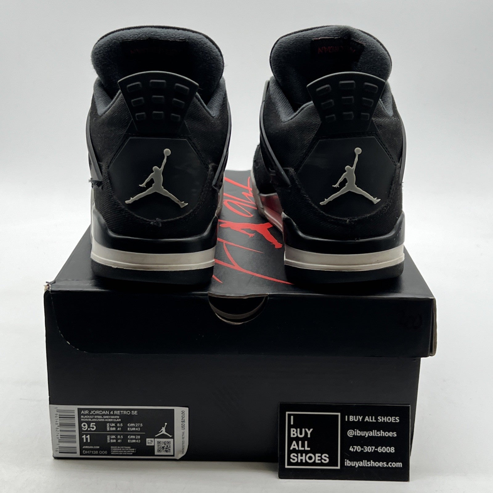 Size 9.5 - Air Jordan 4 Retro SE Mid Black Canvas (DH7138-006)