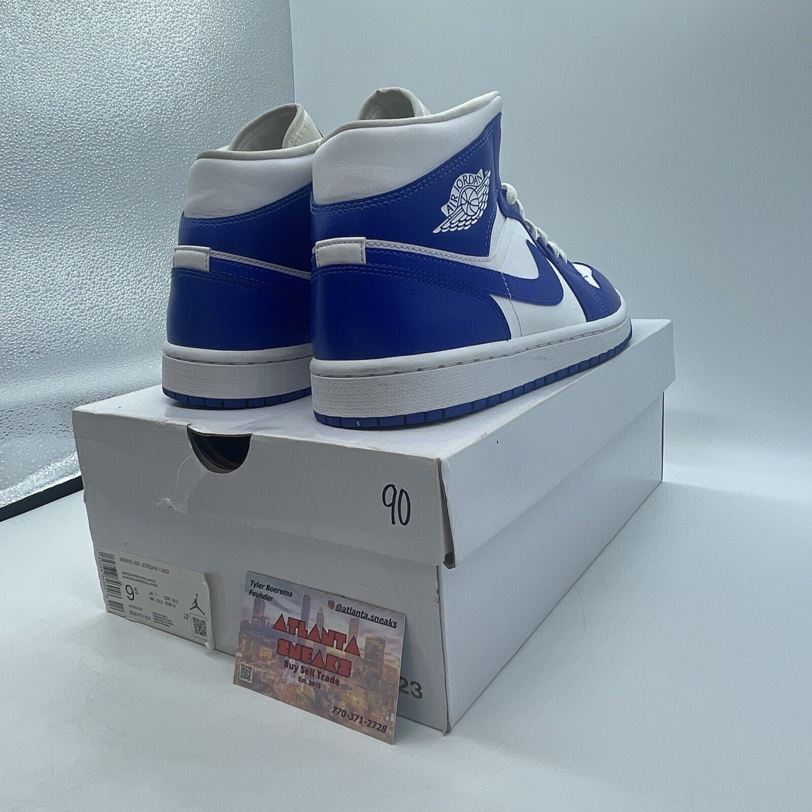 Size 9.5W - Air Jordan 1 Mid Kentucky Blue White Leather (BQ6472-104)
