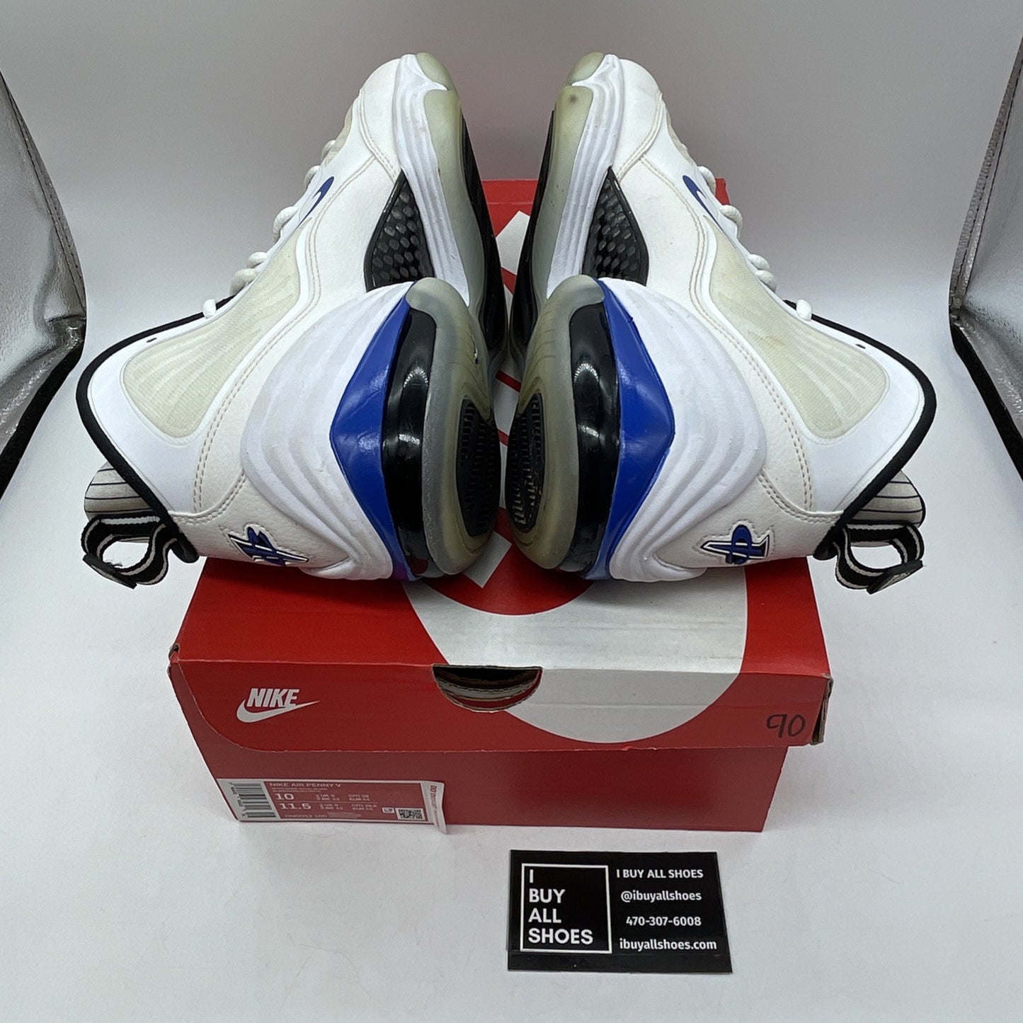 Size 10 - Nike Air Penny 5 Orlando Home White Blue Black Leather (CN0052-100)