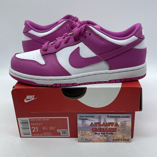 Size 2.5Y -  Dunk Low Active Fuchsia Pink White Leather (FJ0705-100)