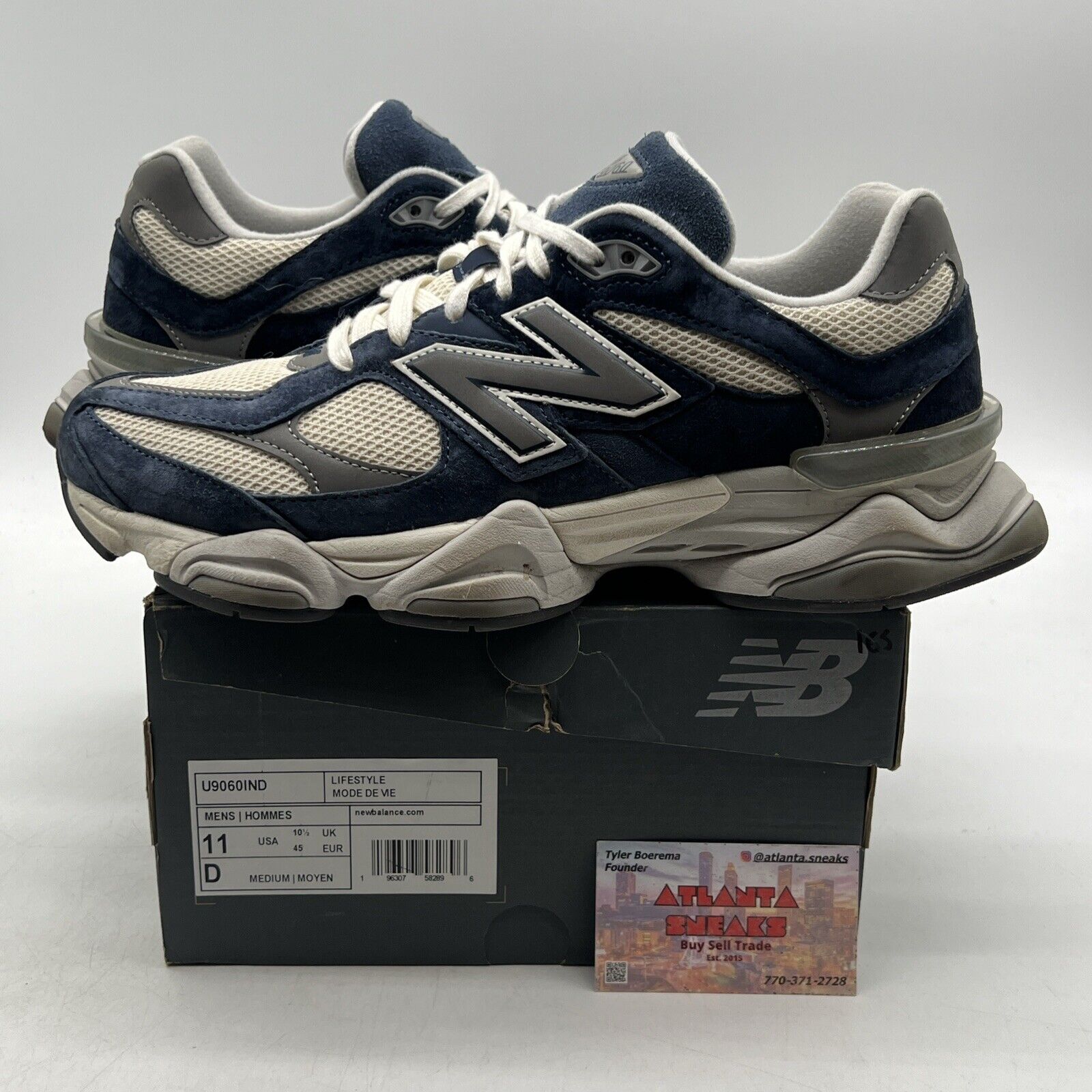 Size 11 - New Balance 9060 Natural Indigo Grey Suede Navy (U906IND)