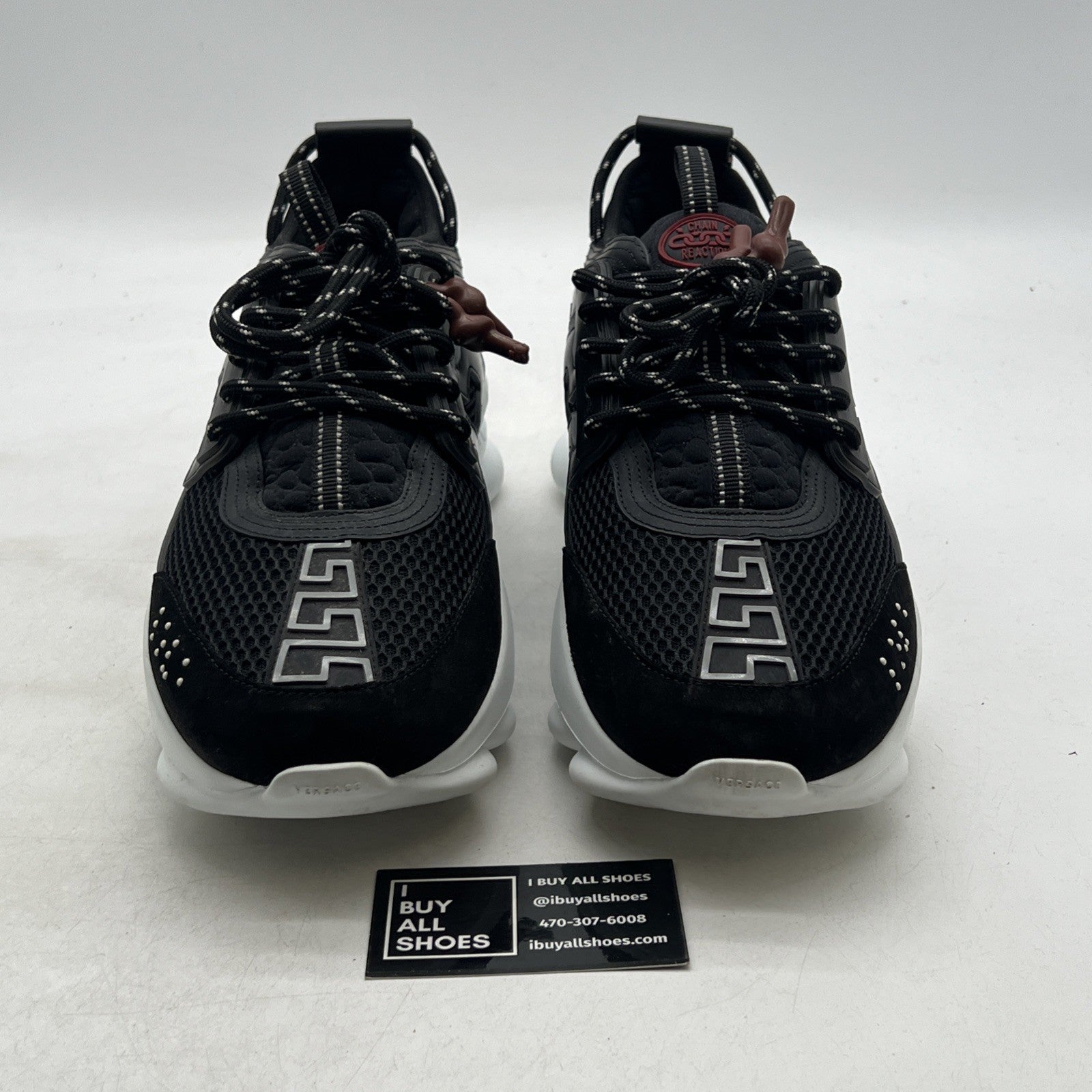 Size 46 - Versace Chain Reaction Black Burgundi Fashion Designer Sneaker