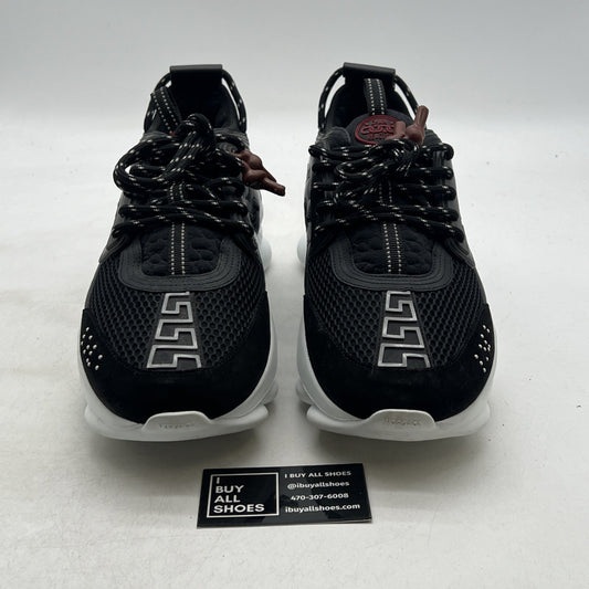 Size 46 - Versace Chain Reaction Black Burgundi Fashion Designer Sneaker