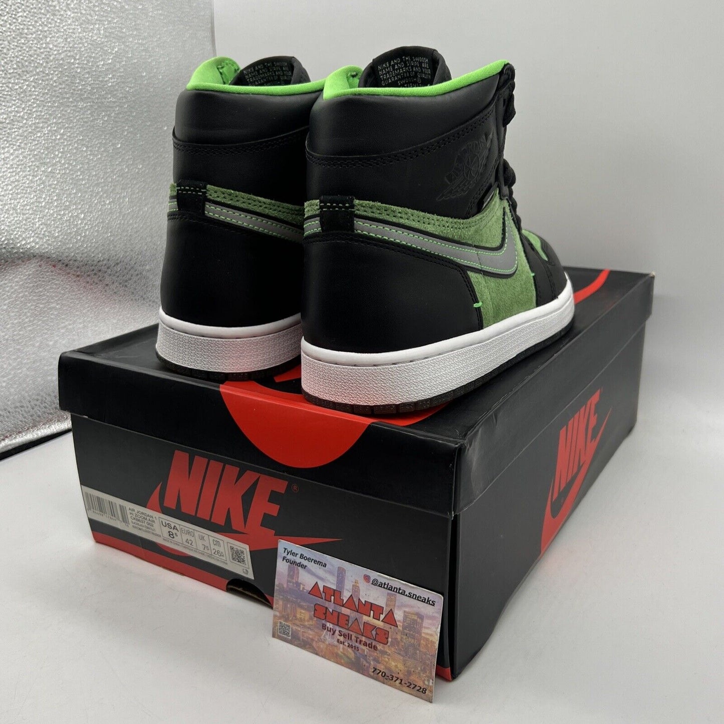 Size 8.5 - Air Jordan 1 Zoom Zen Green Black White Icey (CK6637-002)