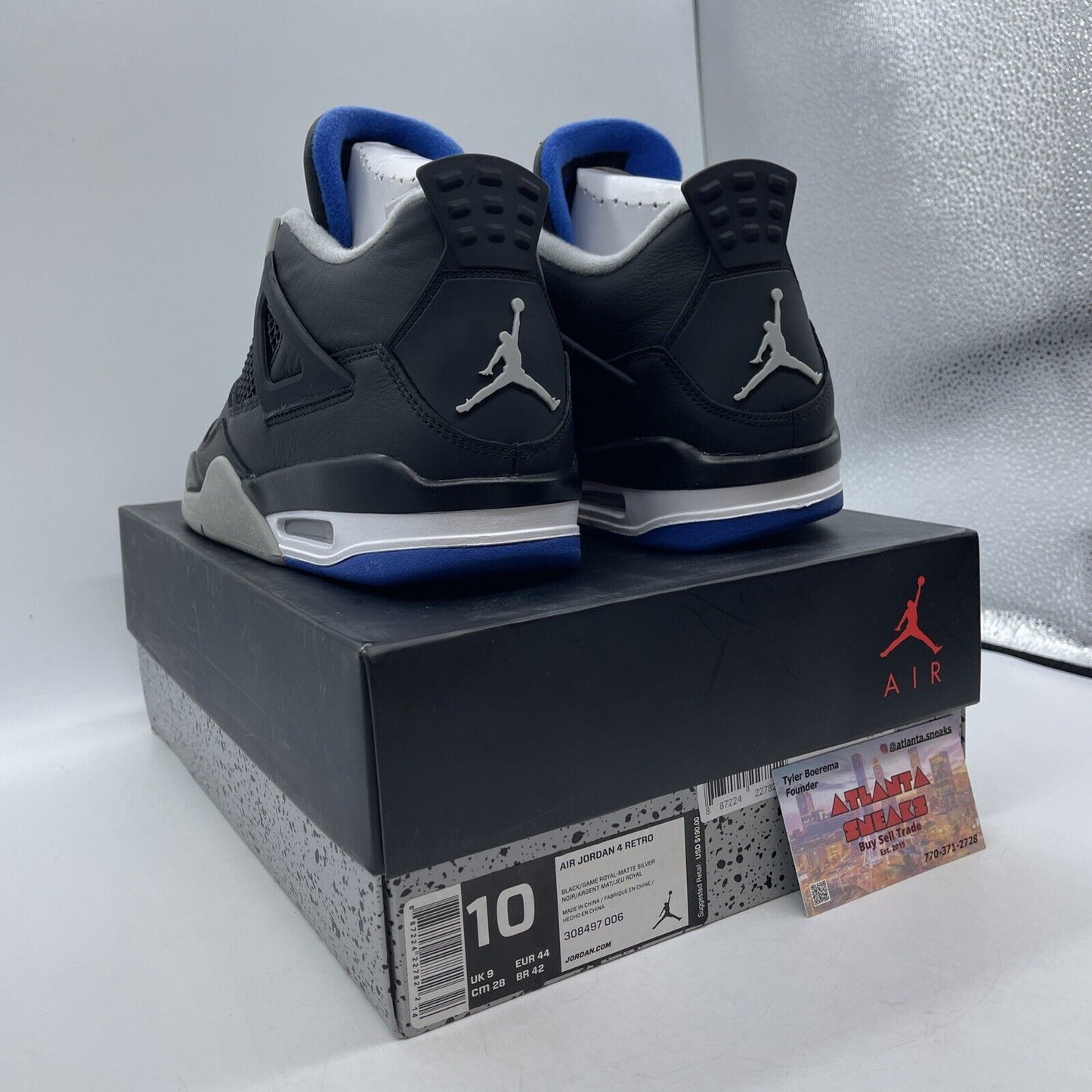 Size 10 - Jordan 4 Retro Motorsports Alternate 2017 Grey Black (308497-006)