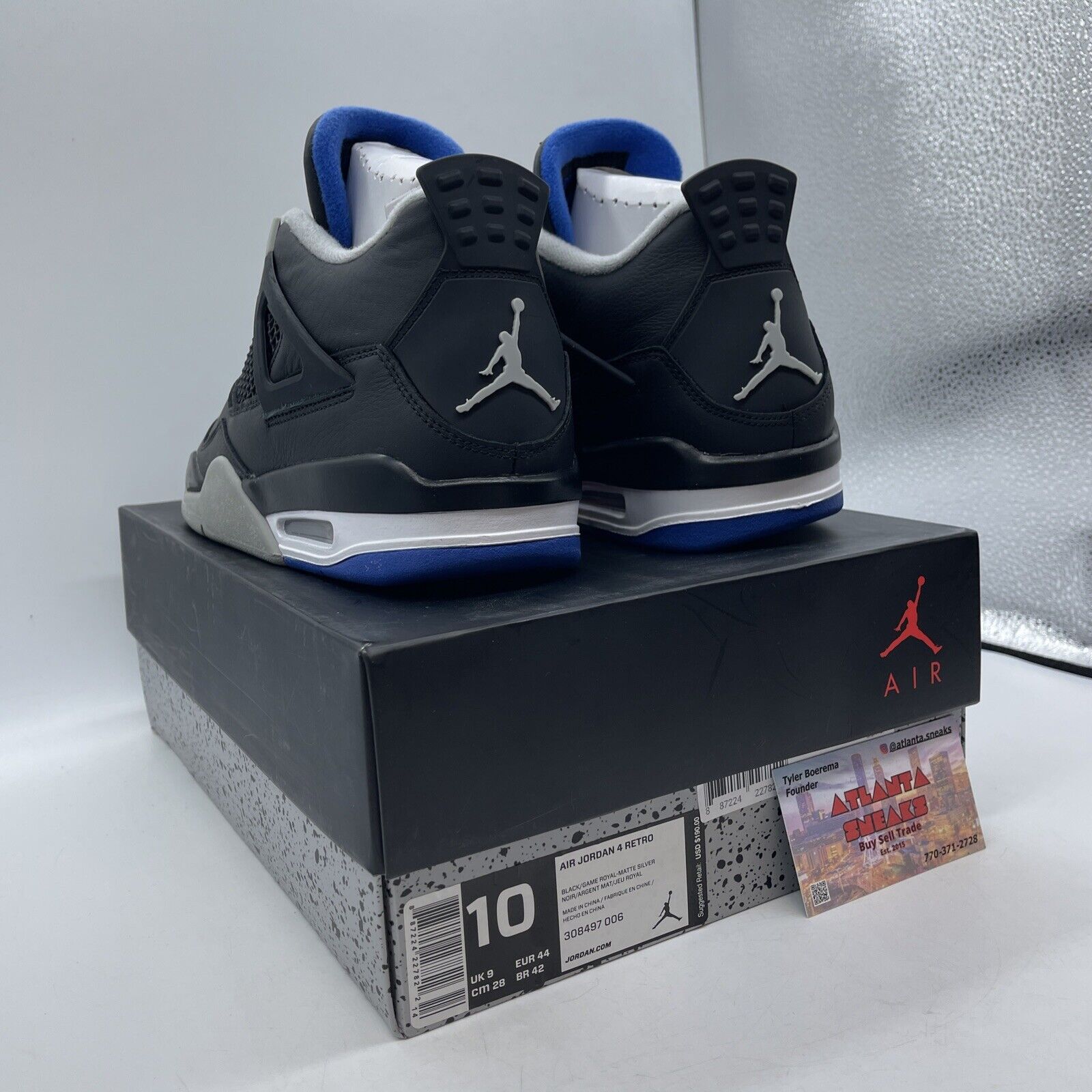 Size 10 - Jordan 4 Retro Motorsports Alternate 2017 Grey Black (308497-006)