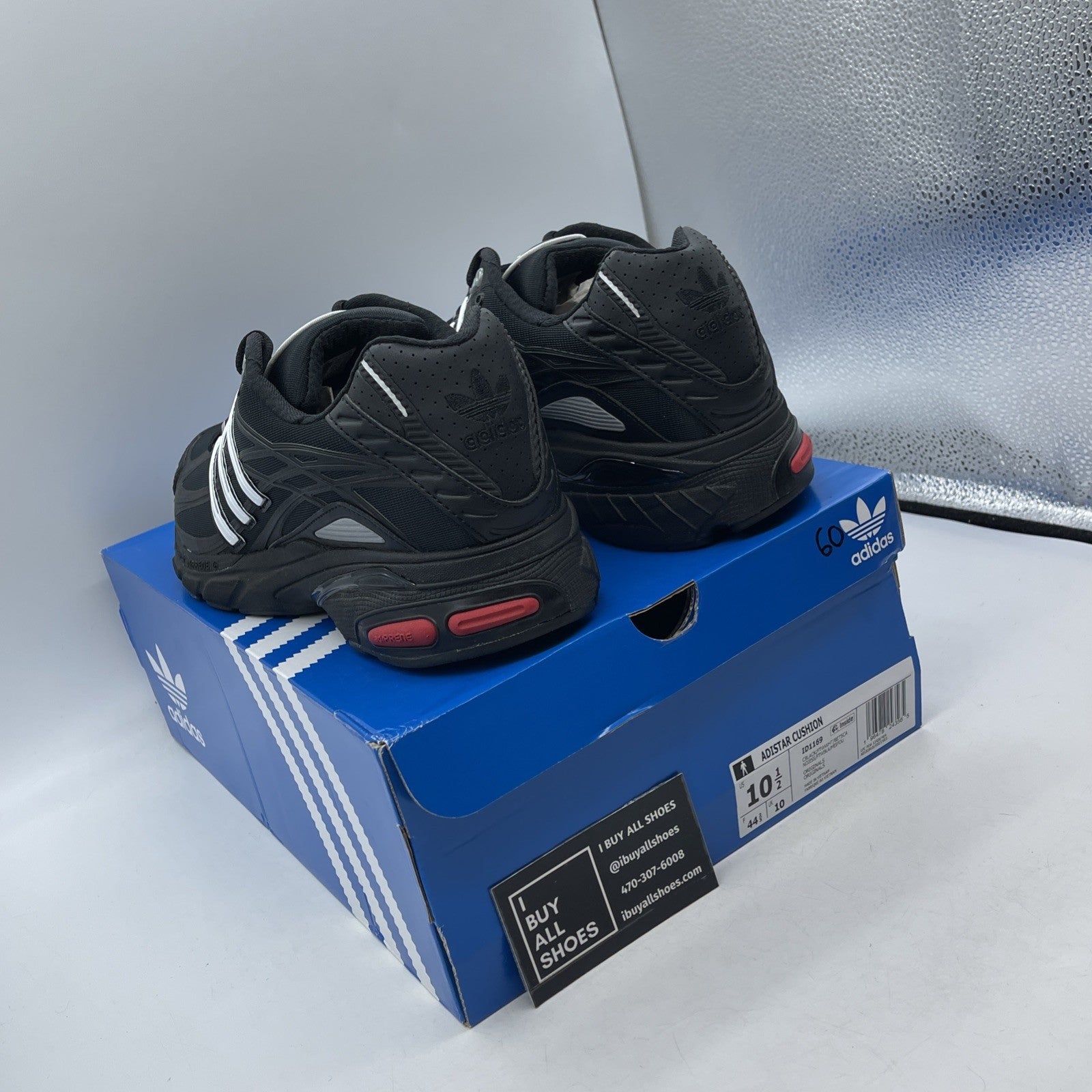 Size 10.5 - adidas Adistar Cushion Lace Up  Mens Black (ID1169)