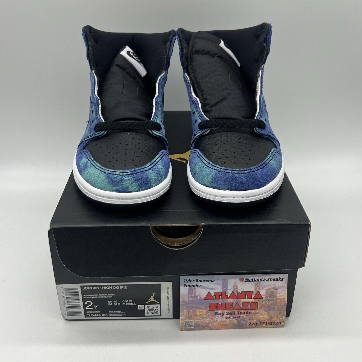 Brand New KIDS Air Jordan 1 High OG Tie Dye TD size 2Y (CU0450-100) Brand New DS